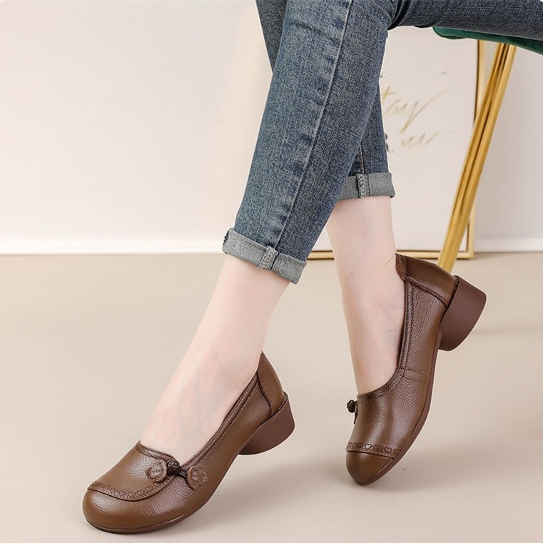 Women Slip On Loafers Vinatge Knot Low Heel Comfort Casual Working Mom Shoes