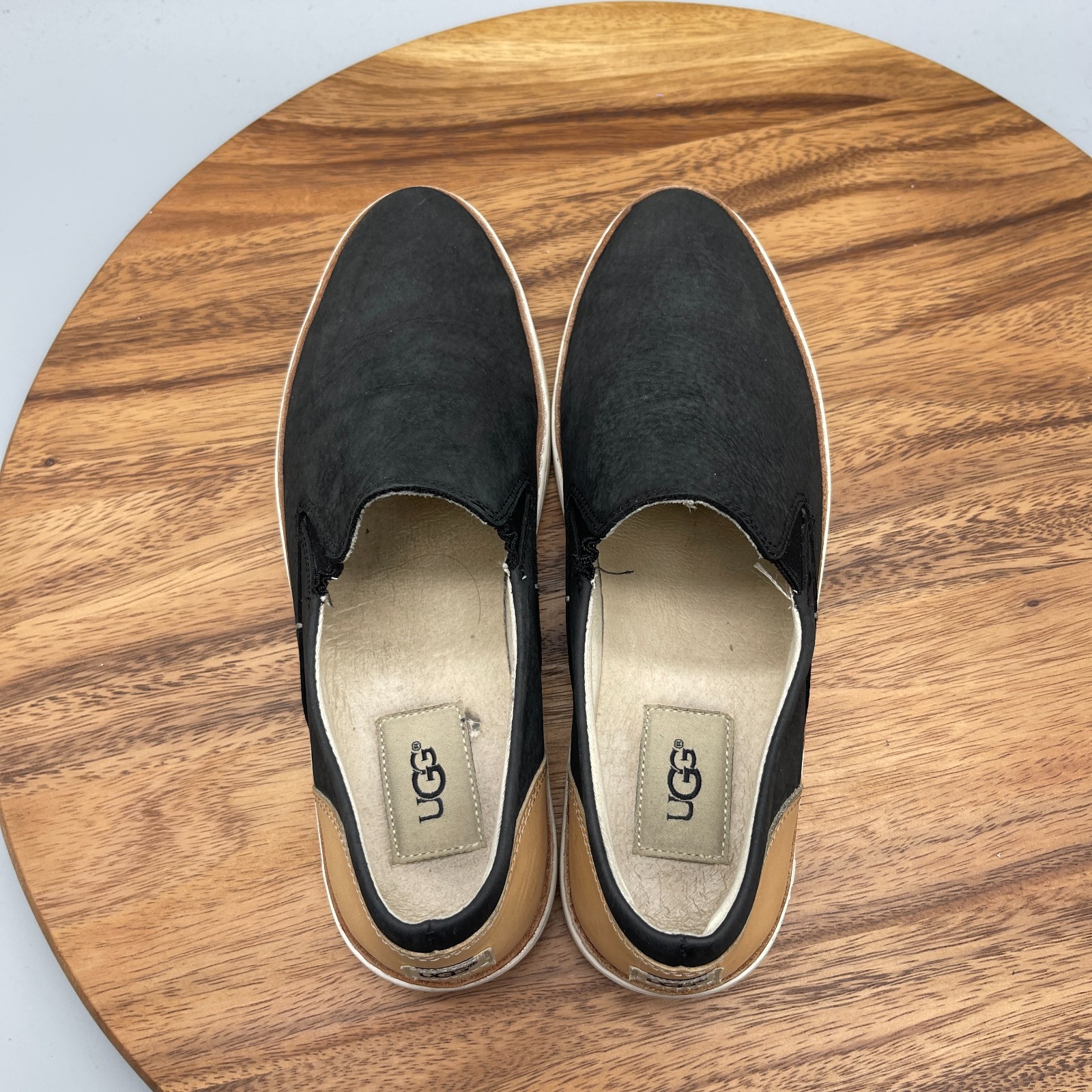 UGG Adley Shoes Womens Size 7 Black Nubuck Slip On Comfort Casual Sneakers