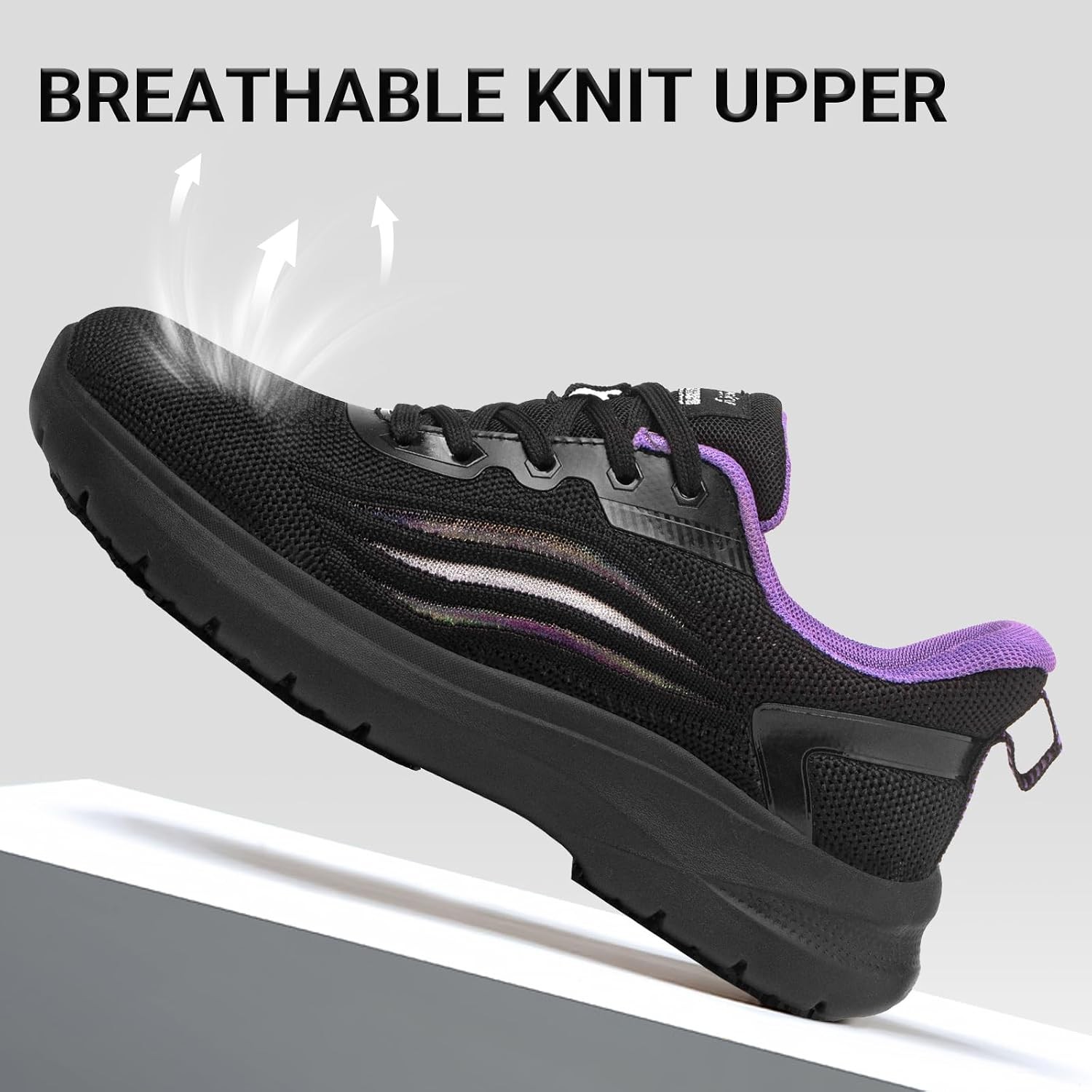 Women’s Non Slip Work Shoes Slip Resistant Kitchen Nurse Sneaker Lace Up Black