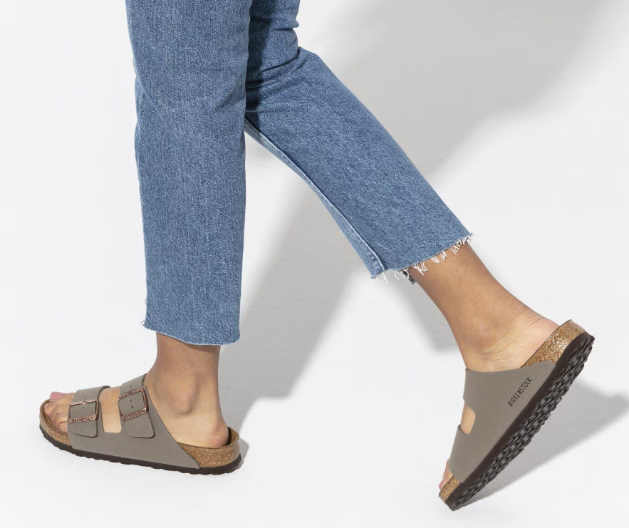 Birkenstock Arizona Birkibuc Leather in Stone Two-Strap Unisex Comfort Sandals
