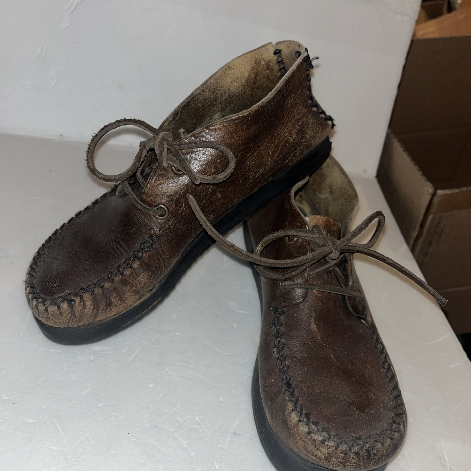 Vintage Casual Shoes Womens Lace Brown Sturdy No Brand Or Size