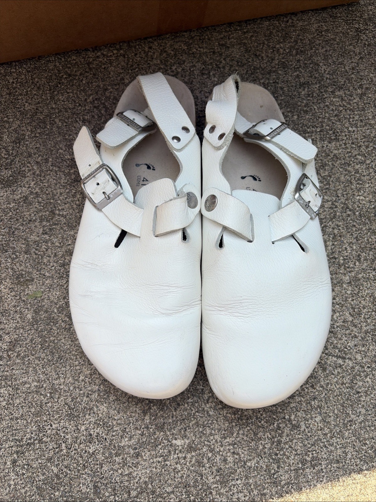 Women’s Birkenstock Tokio White Leather Clogs with Backstrap Sz EU41/US10