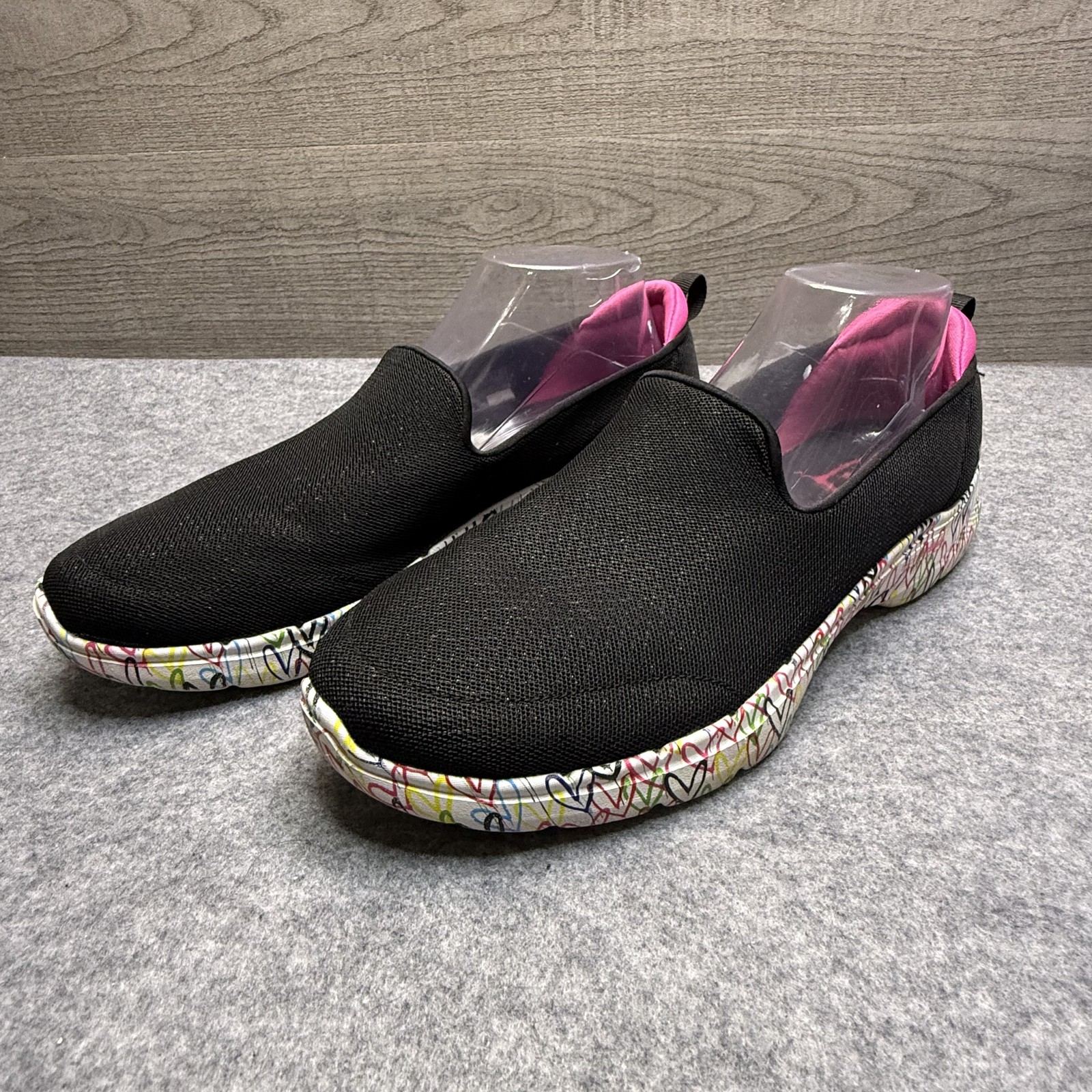Skechers GO WALK Womens 11 Black Multi-Color Slip-On Comfort Walking Shoes