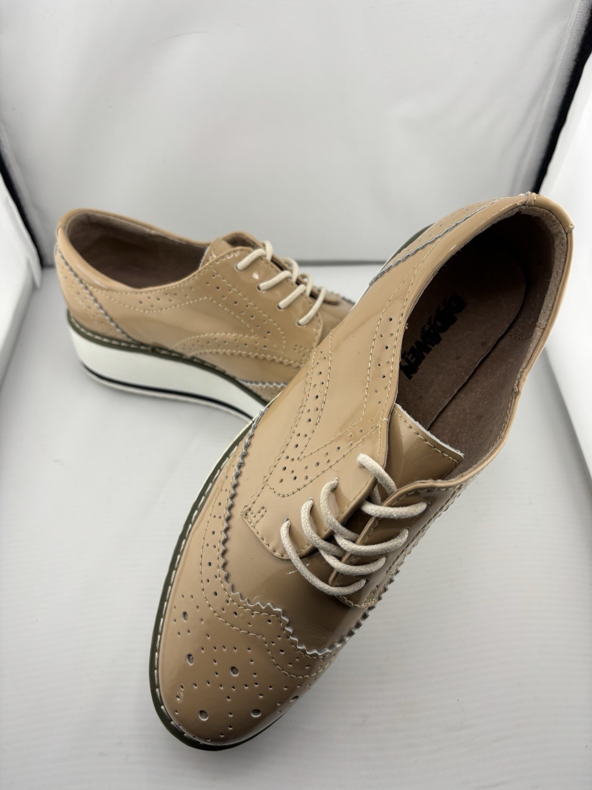 DADAWEN Ying Lan Women’s Platform Lace Up Beige Oxfords Shoe Sz 7-7.5