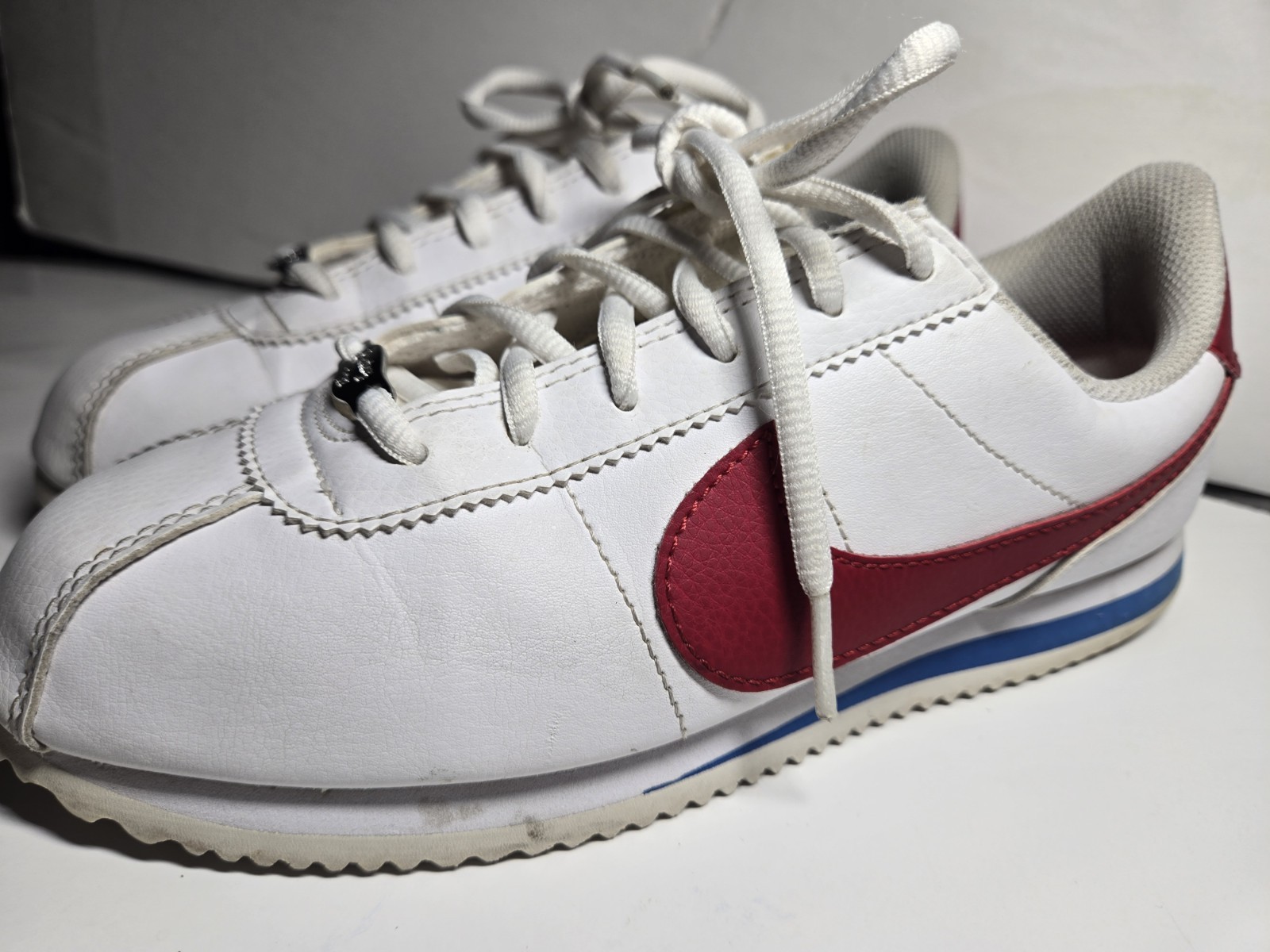 Nike Cortez Forrest Gump Sneakers White Varsity Red & Varsity Blue Size 6y