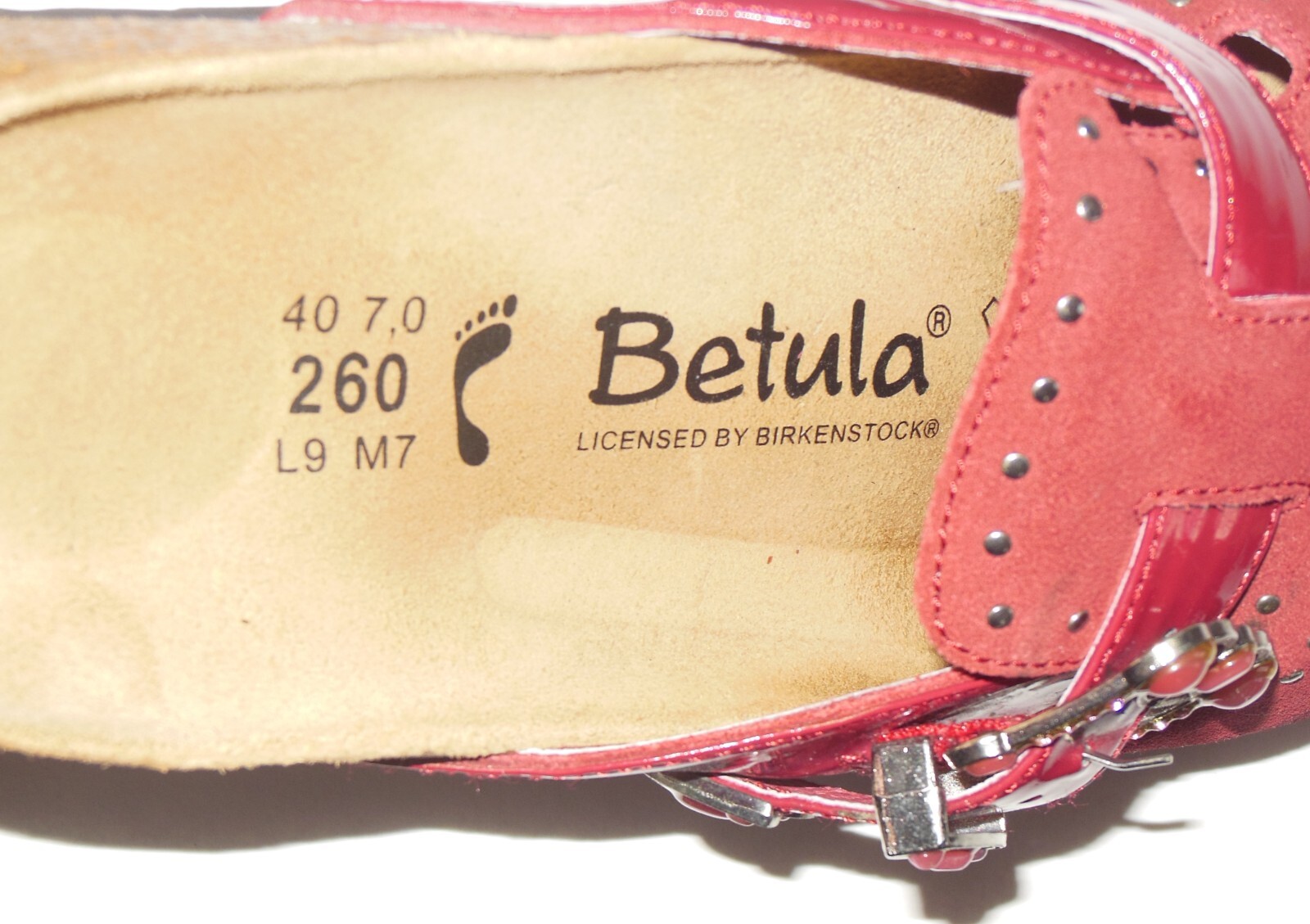 Birkenstock Betula ROCKO Suede Mules sz 40 L 9 M7 Cranberry Studded Clogs w Box