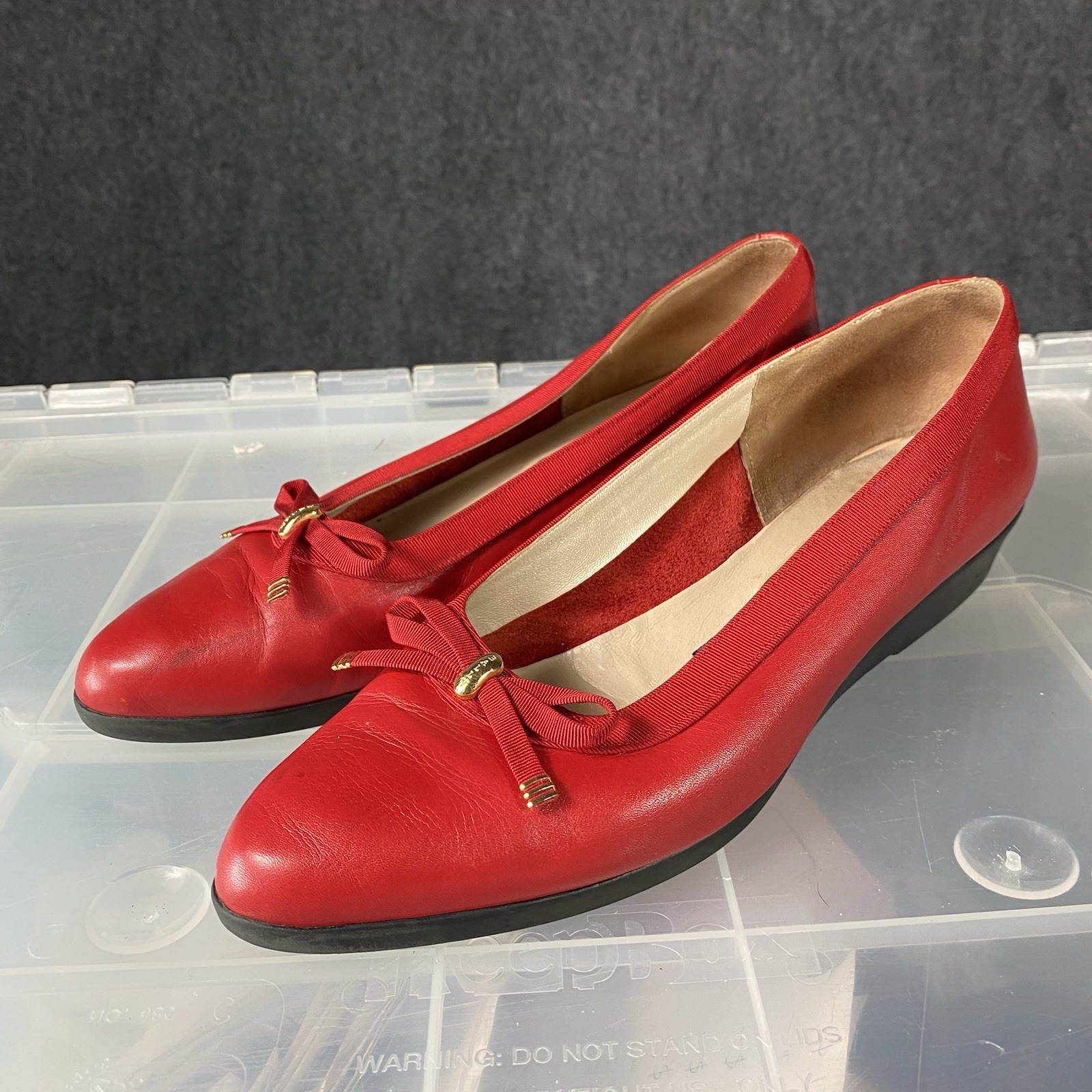 Bally Belle Leather Wedge Womens Shoes Size 9.5 Red Made in Italy Slip On