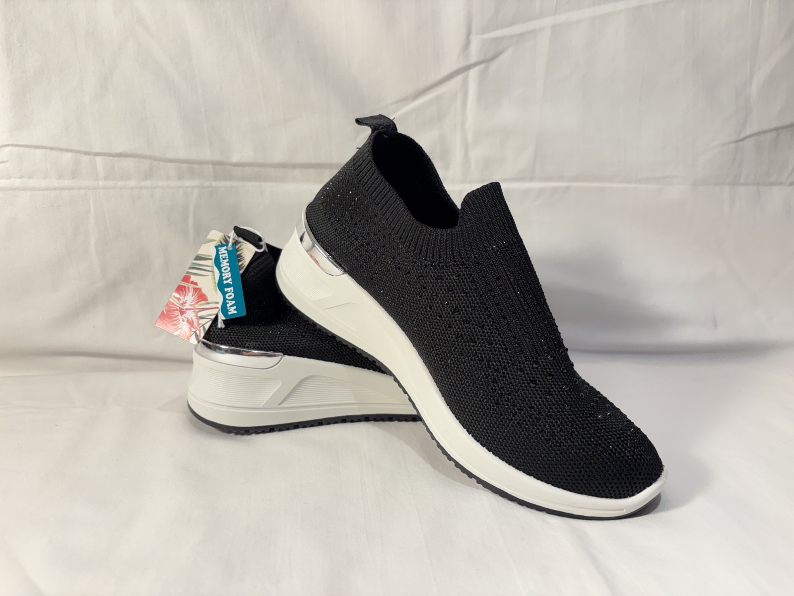 Tommy Bahama Mesh Wedge Heeled Slip-On Sneakers with Shimmer 7.5