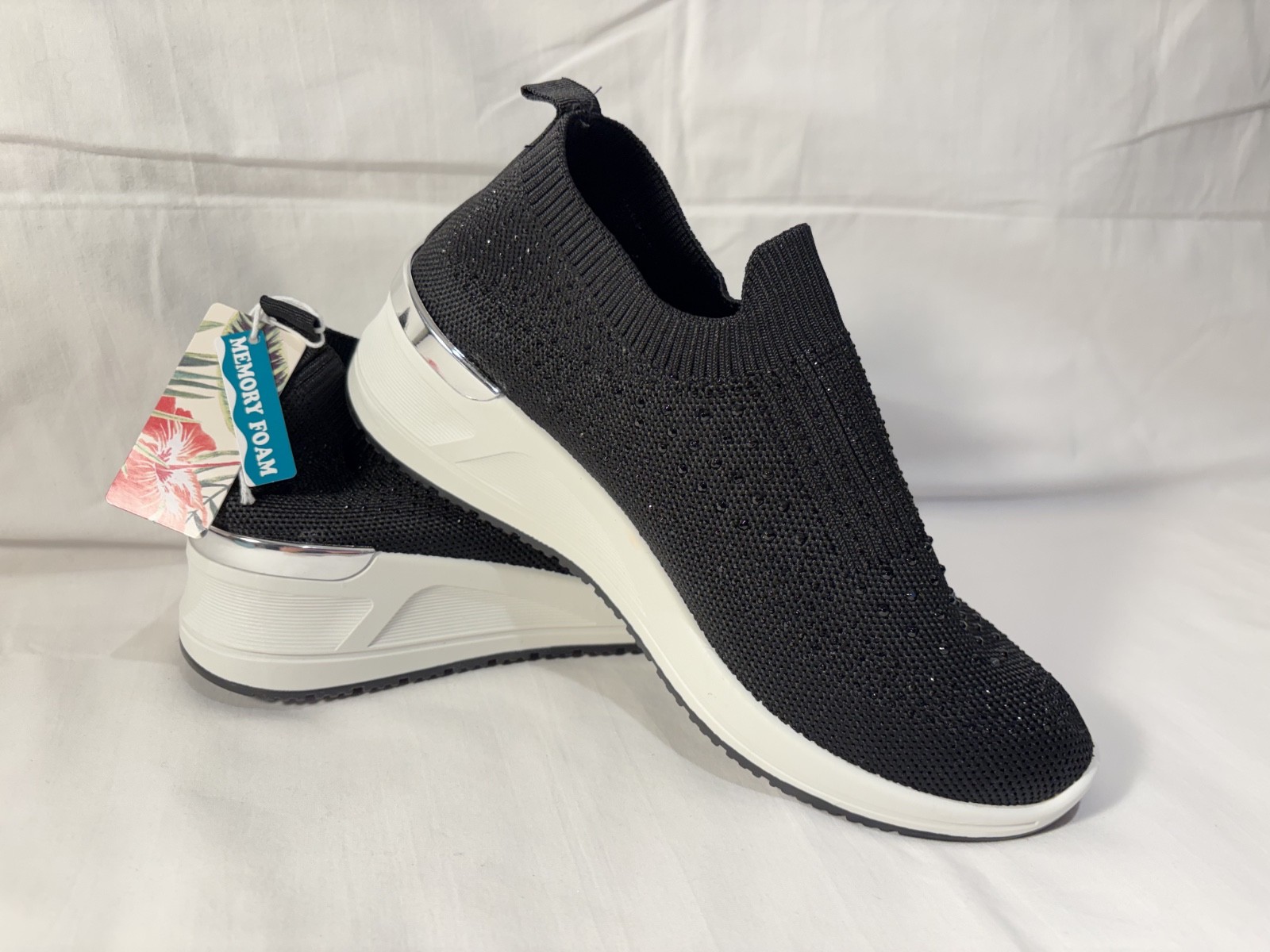 Tommy Bahama Mesh Wedge Heeled Slip-On Sneakers with Shimmer 7.5