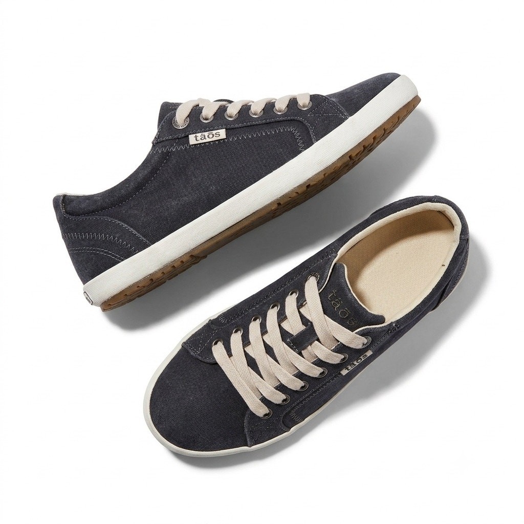 Taos Star Canvas Lace Up Shoes Charcoal Wash Low Womens 7