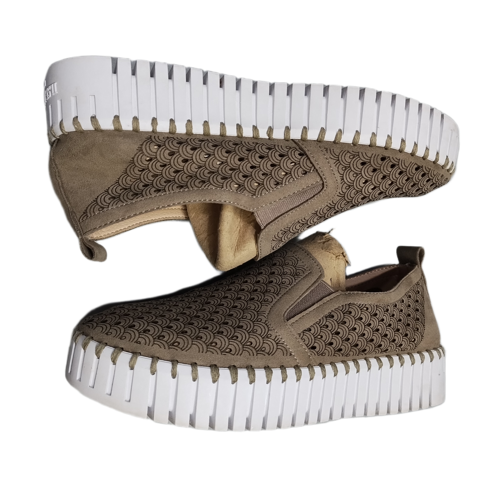 Ilse Jacobsen Hornbaek Platform Sneakers Womens Size 7.5 Brown White Perforated