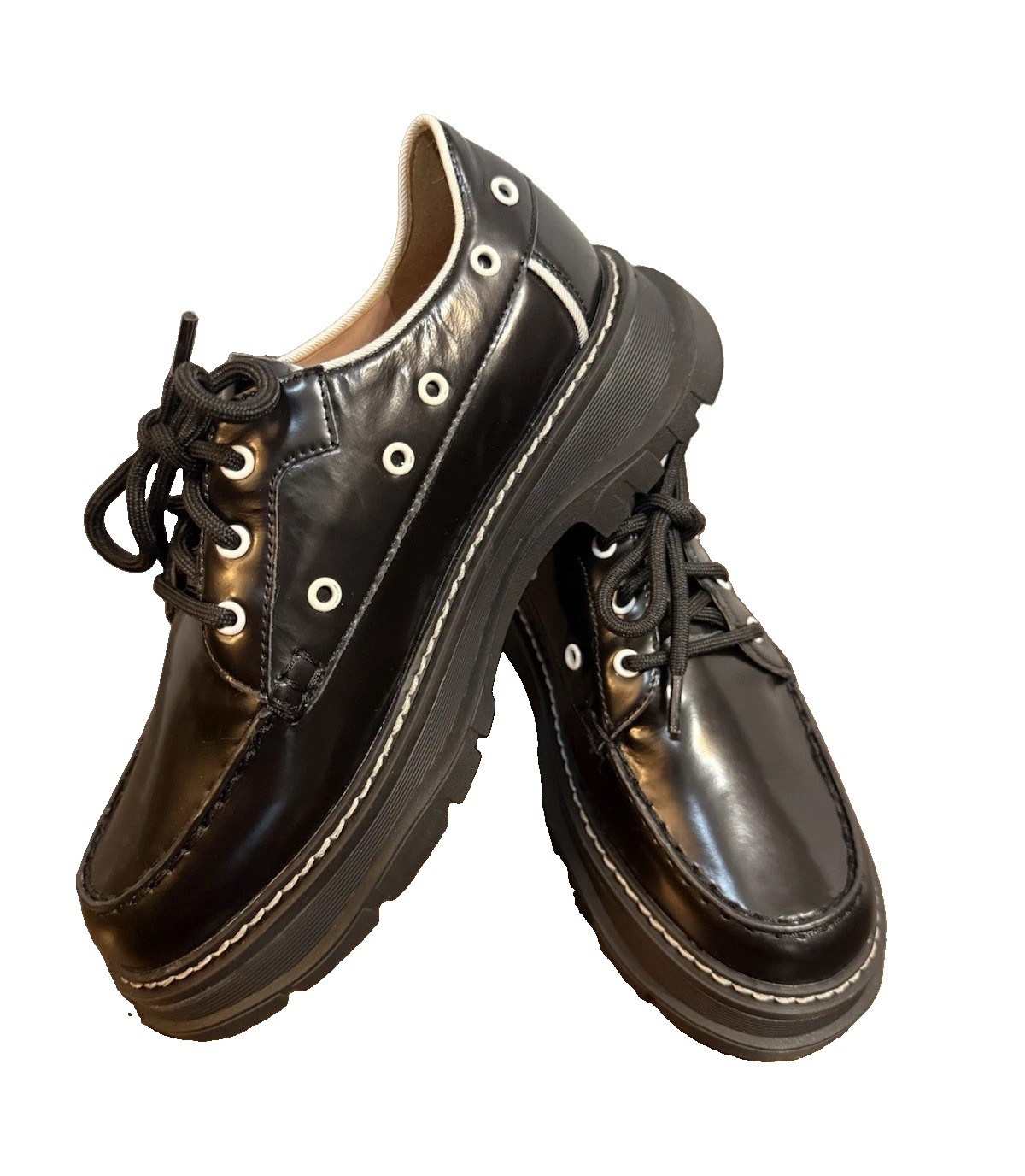 Super CUTE! Linea Paolo Black Patent Leather Oxford Lace-Up Women’s Shoes US 5