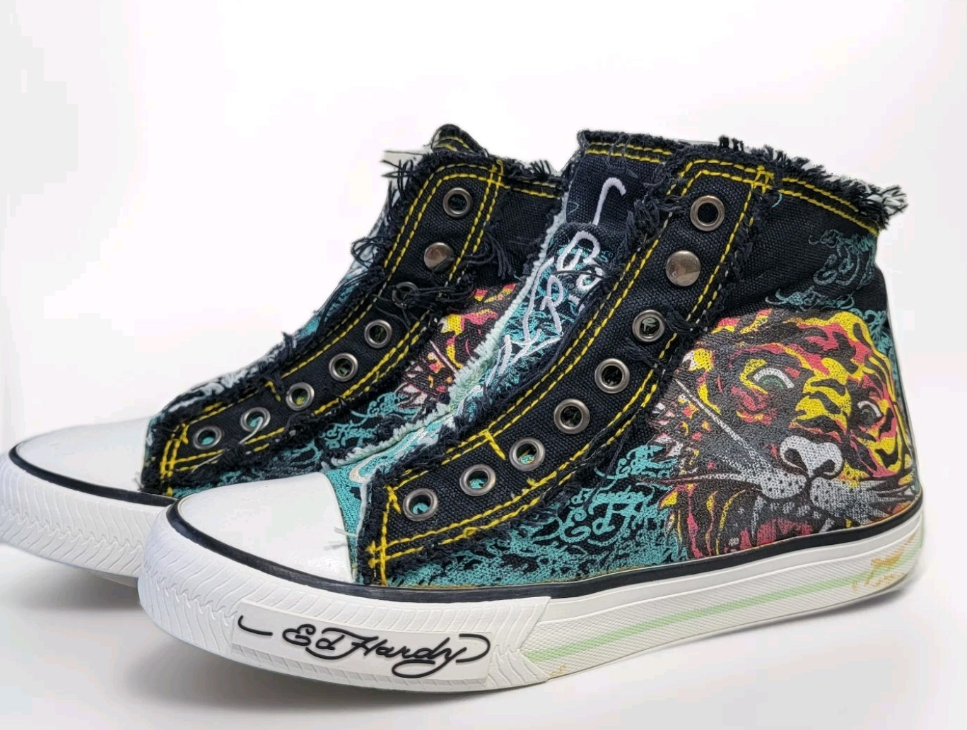 VTG Y2K Ed Hardy Original Tige Graphic Print High Top Slipon Sneakers Women’s 6