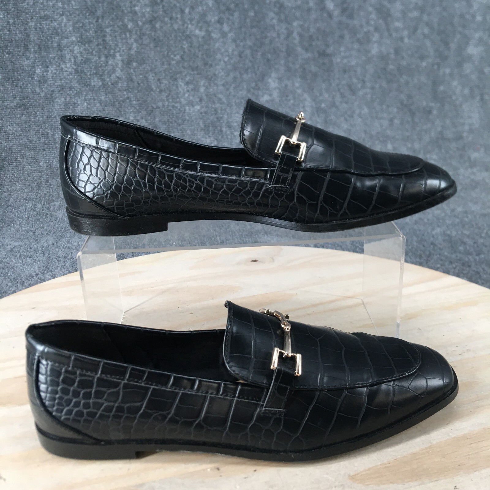 H&M Shoes Womens 9 Bit Loafers Black Faux Leather Almond Toe Casual Comfort