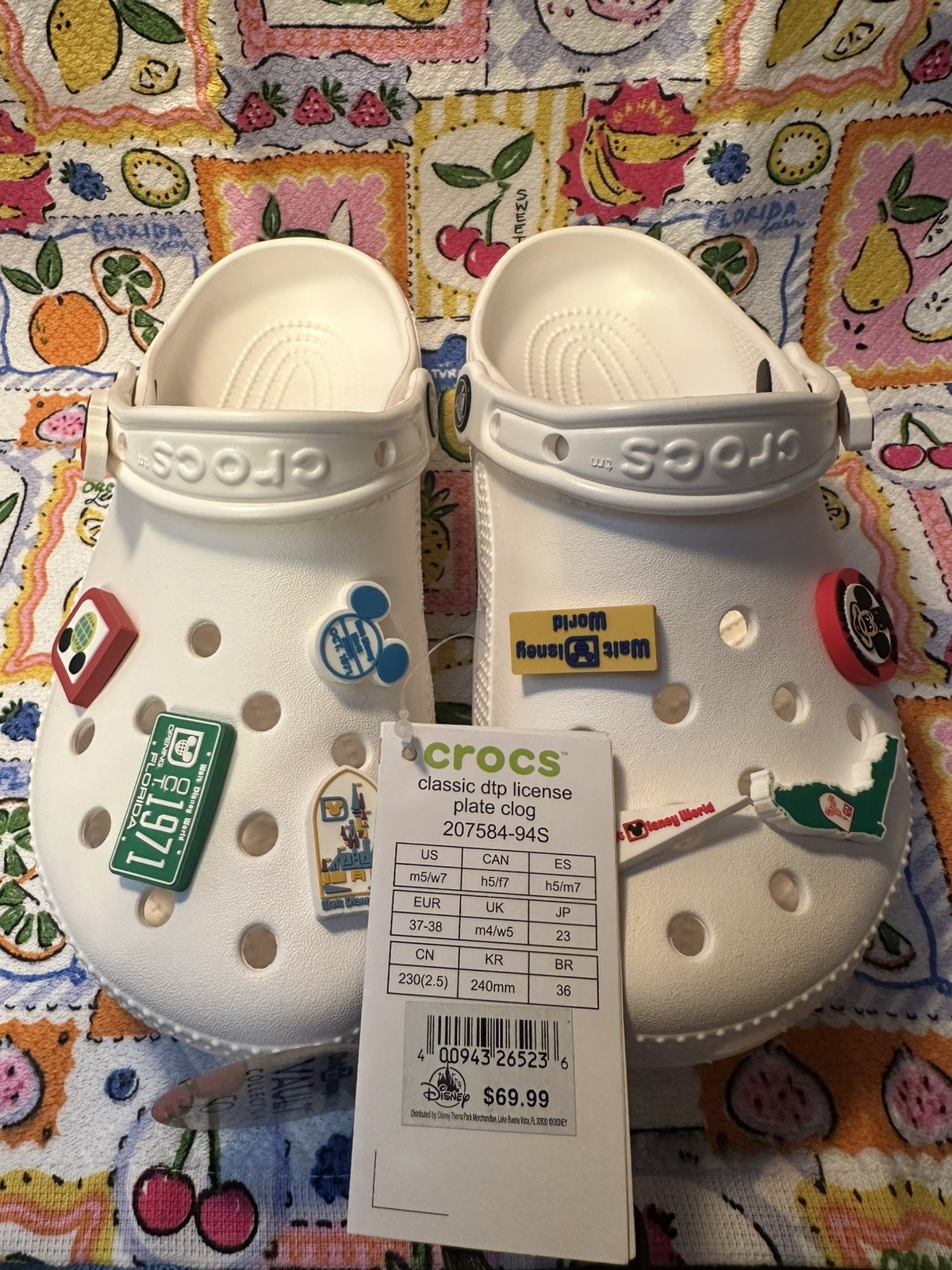 NWT❤️Crocs Classic M5/W7 White DTP License Plate Disney Vault Collection Clogs🥳