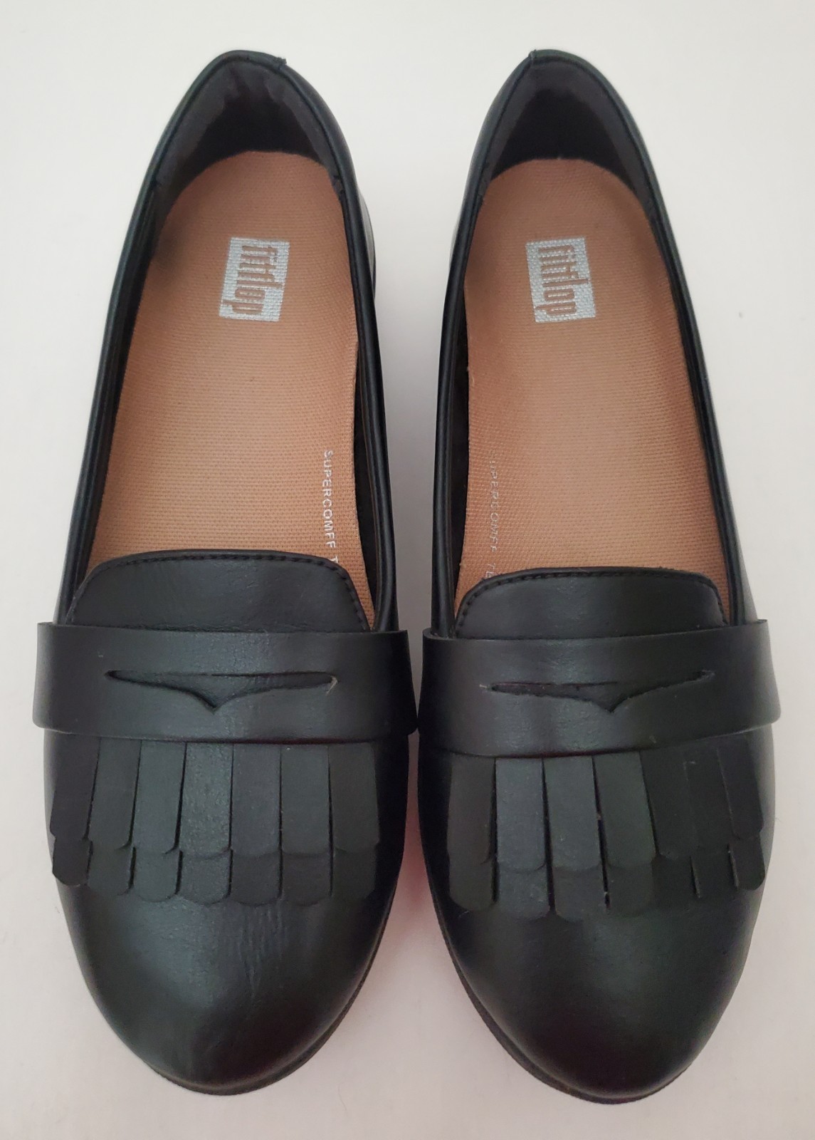 Fitflop Vianne Superskate Black Fringey Sneaker Penny Loafers Supercomff Size 6