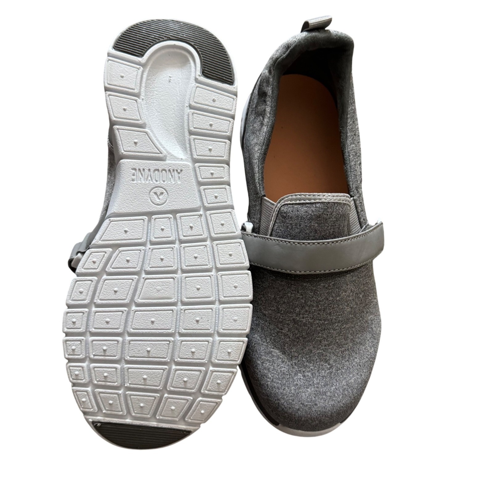 Anodyne Slip-On Athletic Shoes Sz 7.5 XW With Adjustable Strap Gray