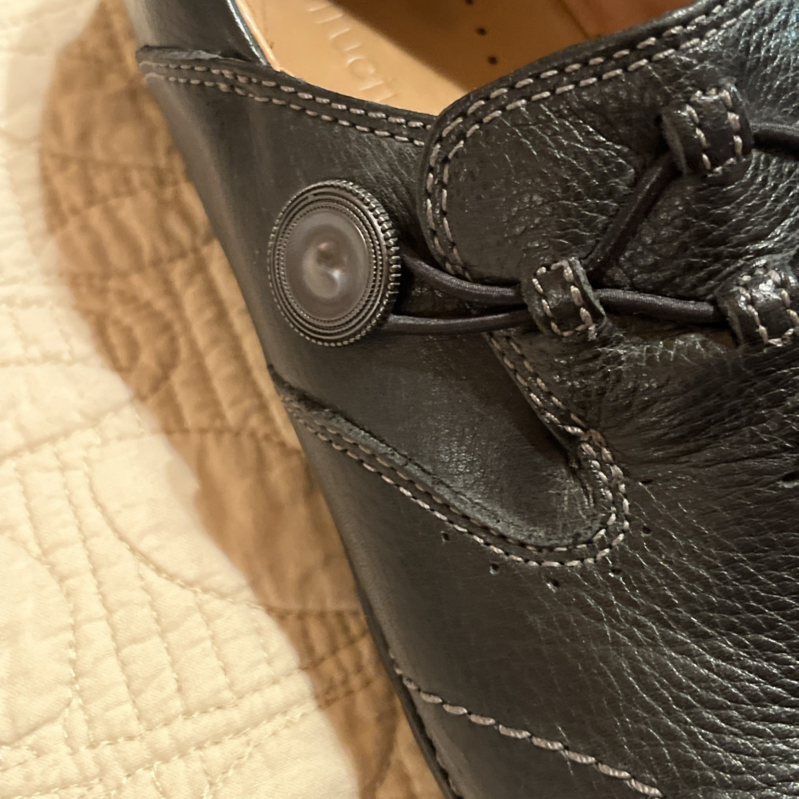 Clarks Unstructured Artisan Un.Loop Black Leather Slip-on Shoes US Size 9N
