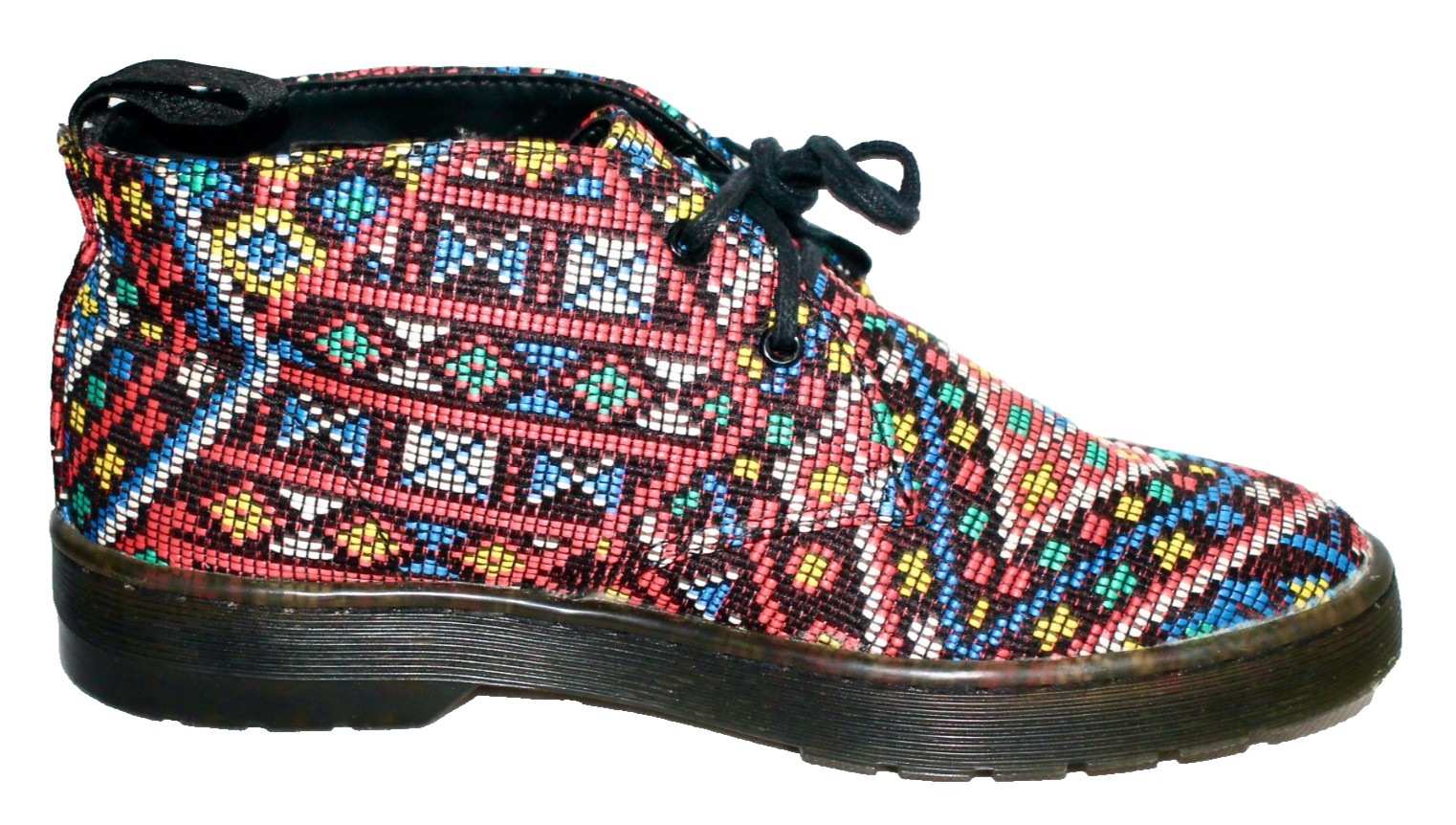 DR MARTENS Daytona Desert Boot Women Size 6 Multicolor Woven Aztec Mosaic