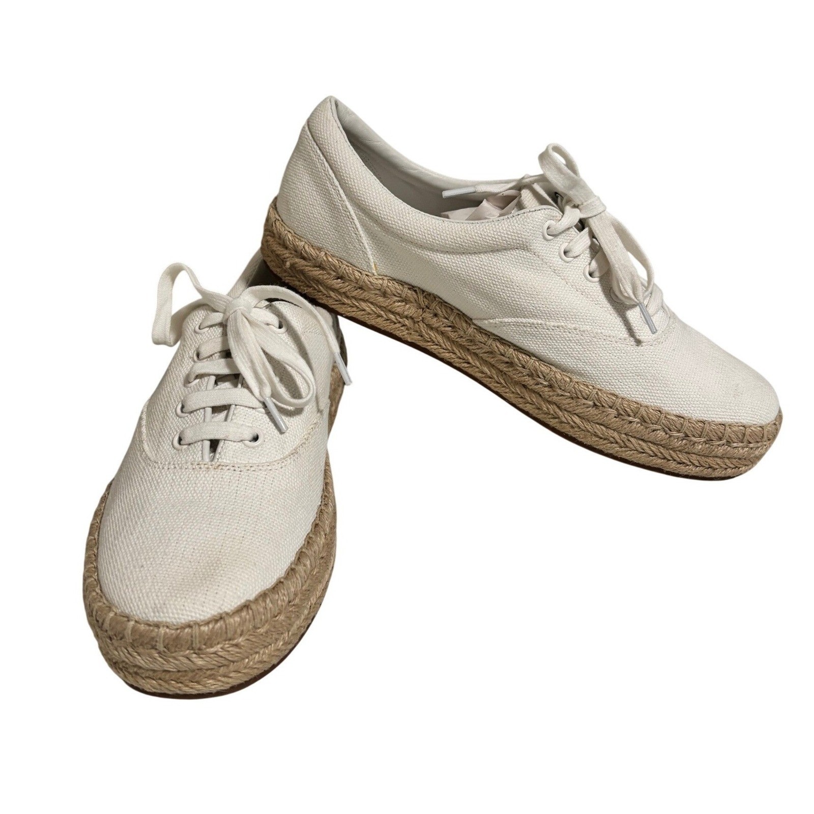 Vince Women Canvas Espadrille Sneakers White Lace Up Platform Size 9