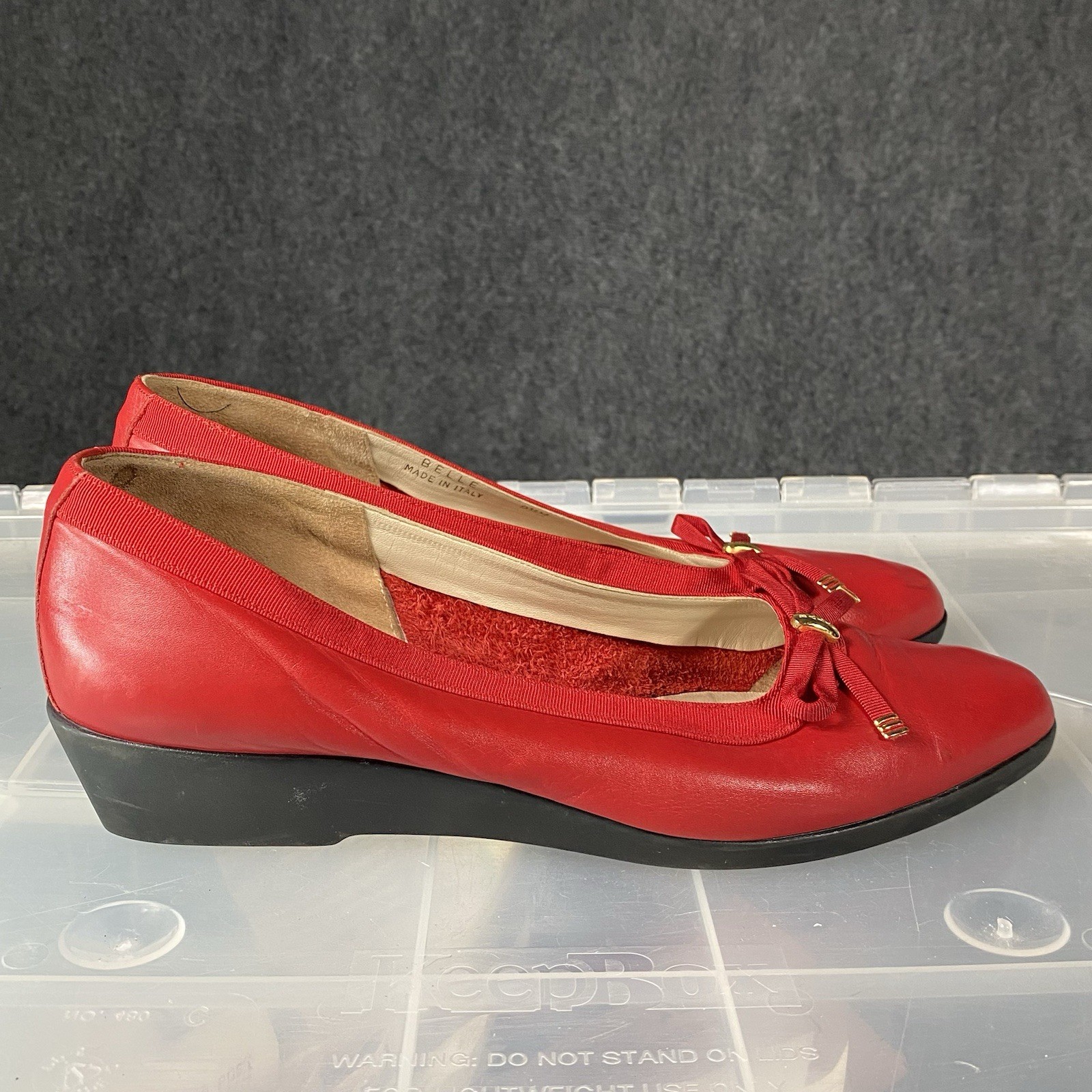 Bally Belle Leather Wedge Womens Shoes Size 9.5 Red Made in Italy Slip On
