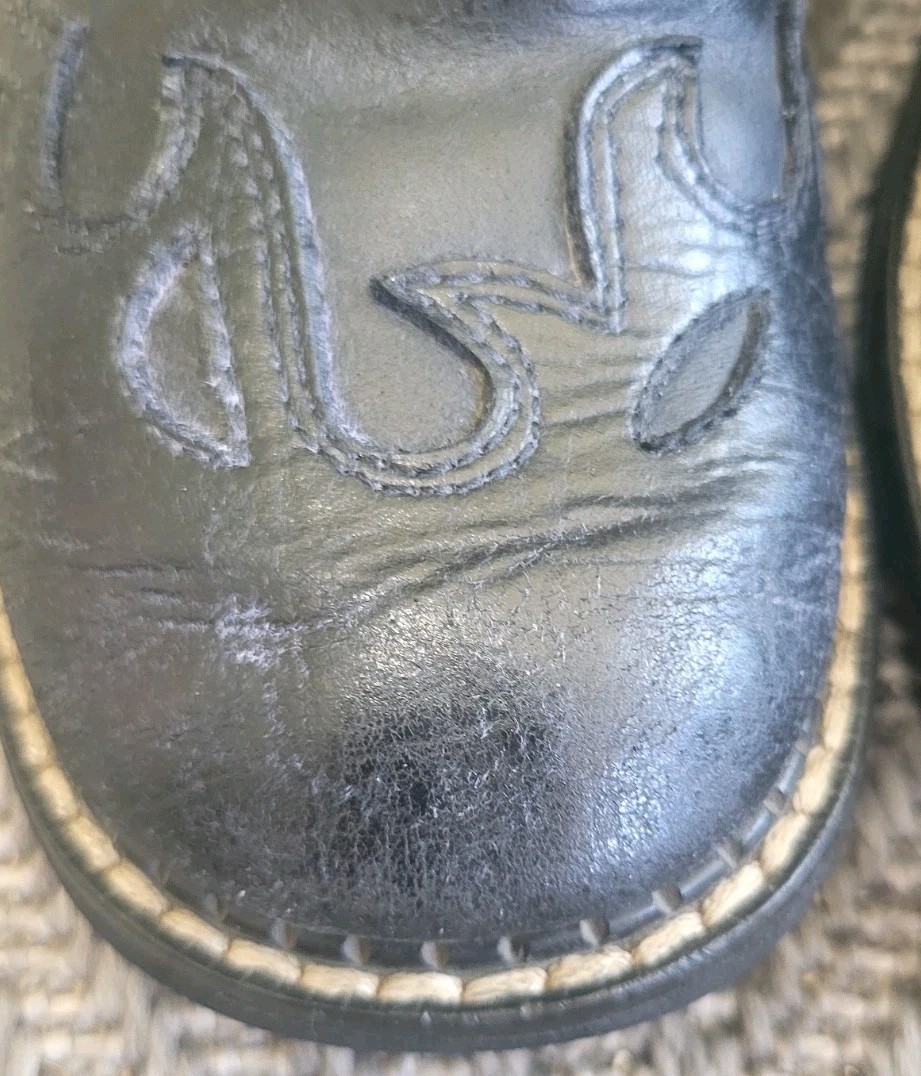 Roper $94 Western Black Leather Detailed Slip on Mule’s Sz 7