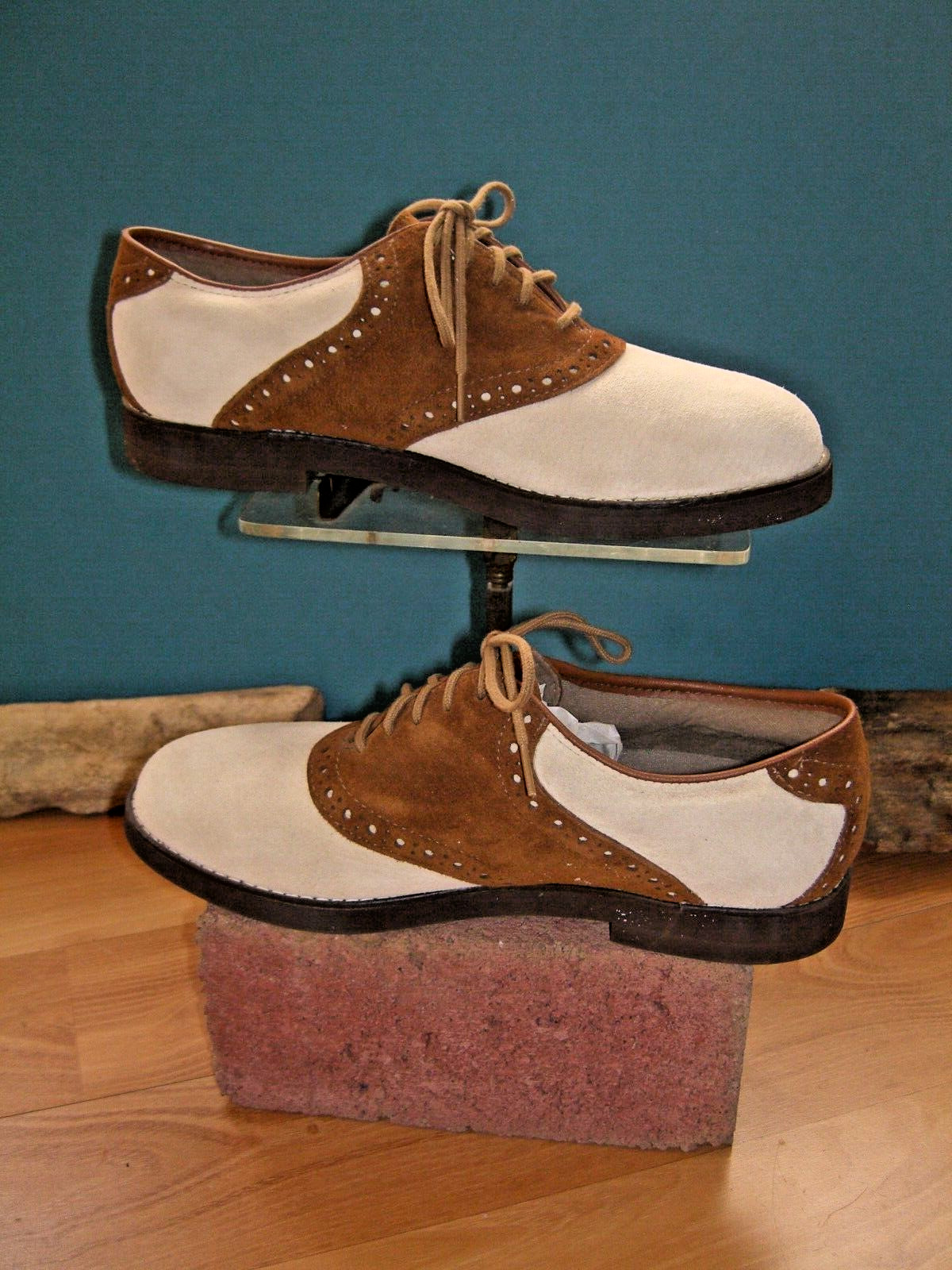Vintage Hush Puppies Brown/tan Saddle Shoes womens 7 1/2 M NOS