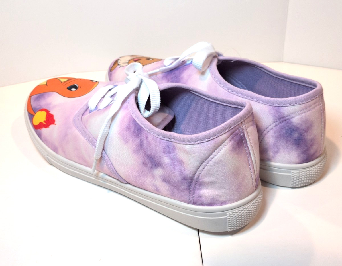 Pokemon Eevee Charmander Purple Tie-Dye Lace-Up Sneakers Sz 10 NWT