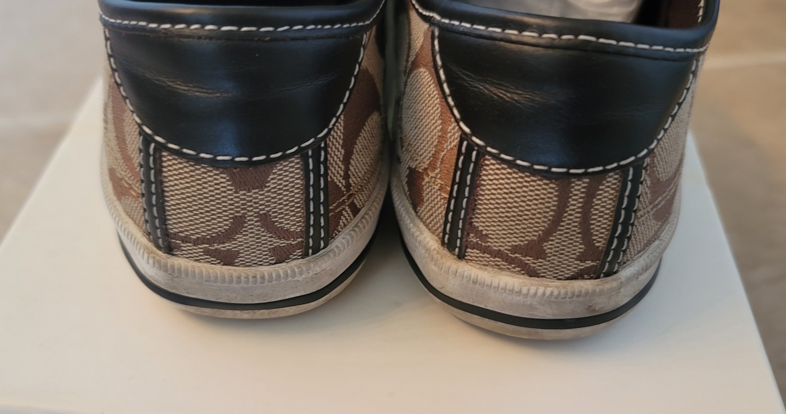 Coach Bev Signature Canvas Slip-On Sneakers Women’s 6.5 M Khaki/Chocolate A1570