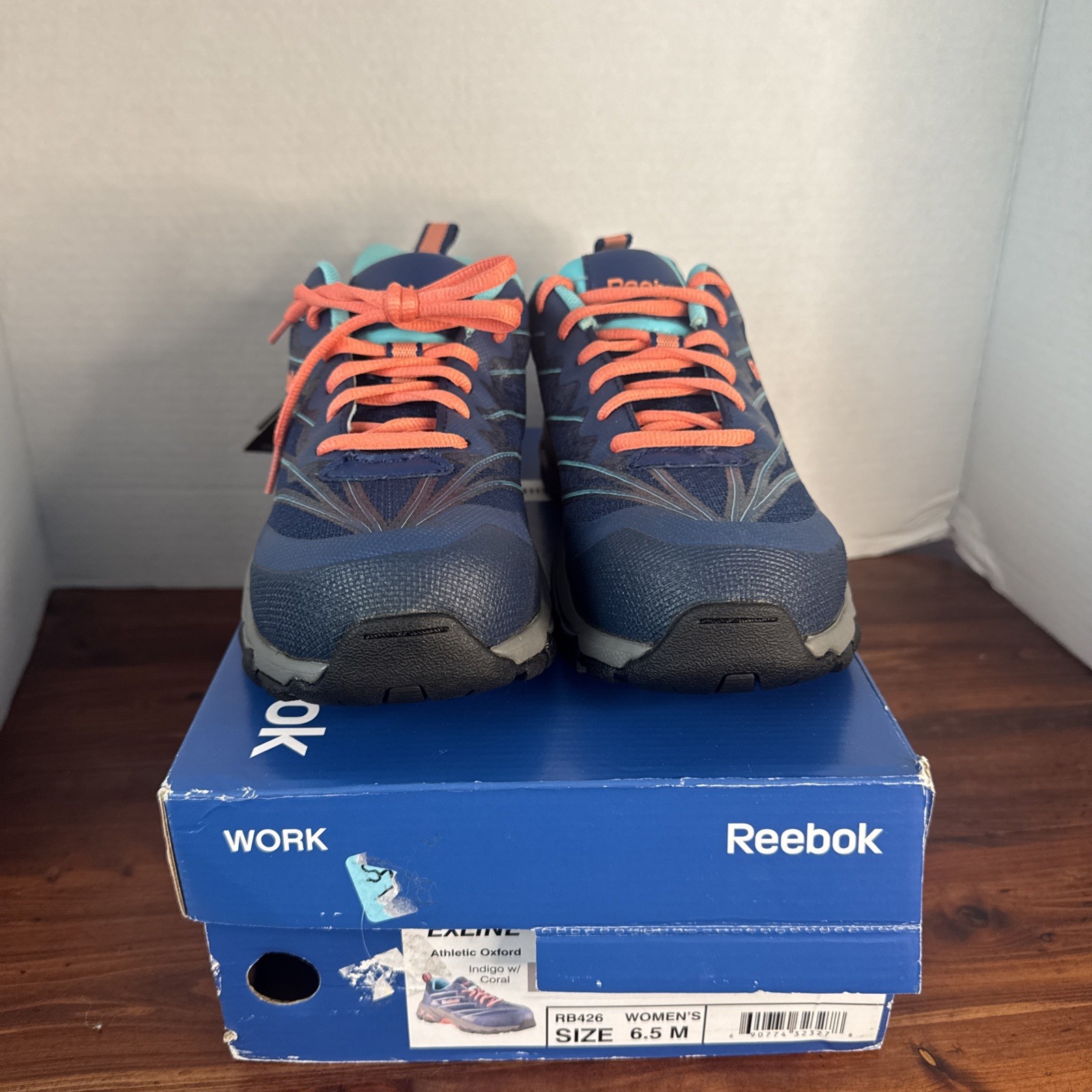 Reebok Composite Safety Toe RB426 W6.5 Exline Athletic Oxford Indigo Coral Shoes