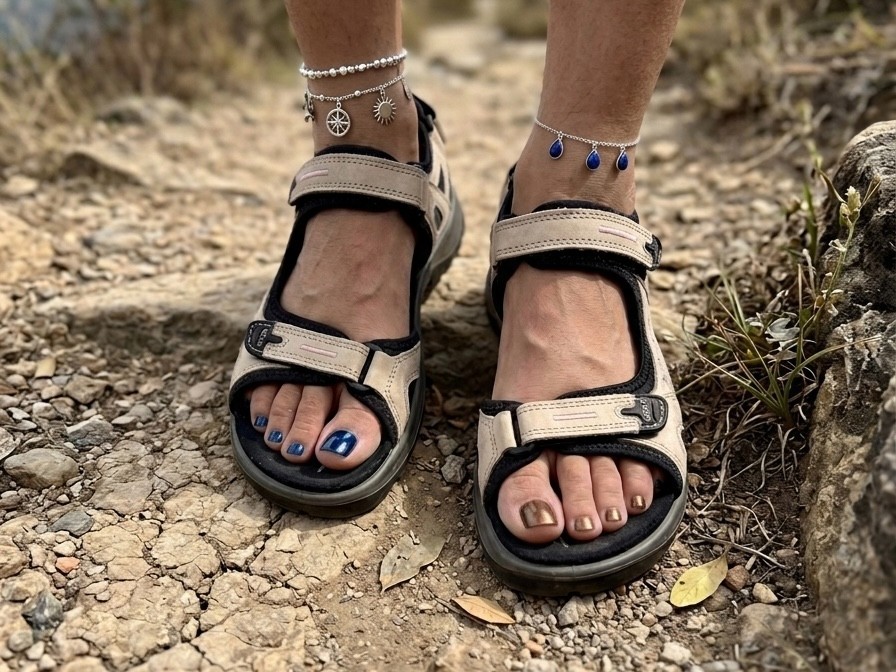 ECCO Yucatan Women’s Hiking Sport Sandals Beige Nubuck EU 40 US 9-9.5