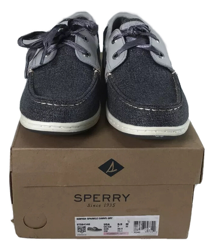 Sperry – Koifish Sparkle Chambray Boat Shoe Grey Womens Size 9.5M