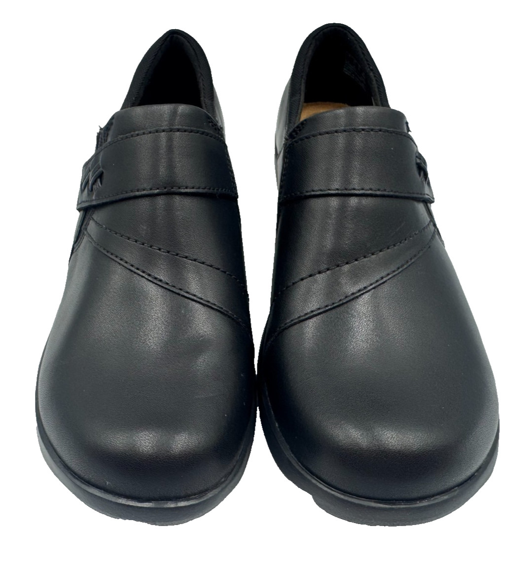Clarks Women’s Angie Pearl Slip On Leather Comfort Loafers Black Size:8 139H