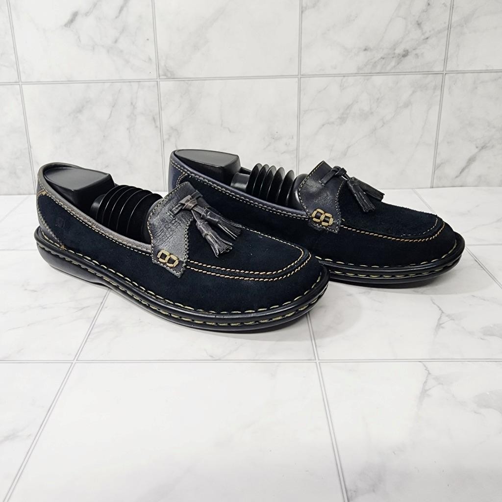 BORN® Handcrafted Women’s Blue Suede Tassel Flat Loafers W4425 US 6½EU 37 EUC!