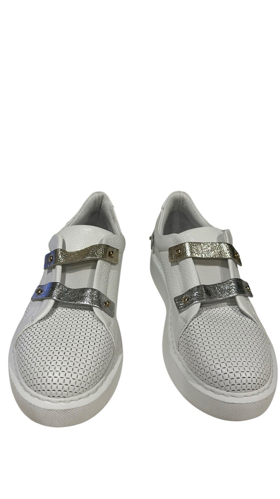 White 100% Leather Summer Shoes, Size 10