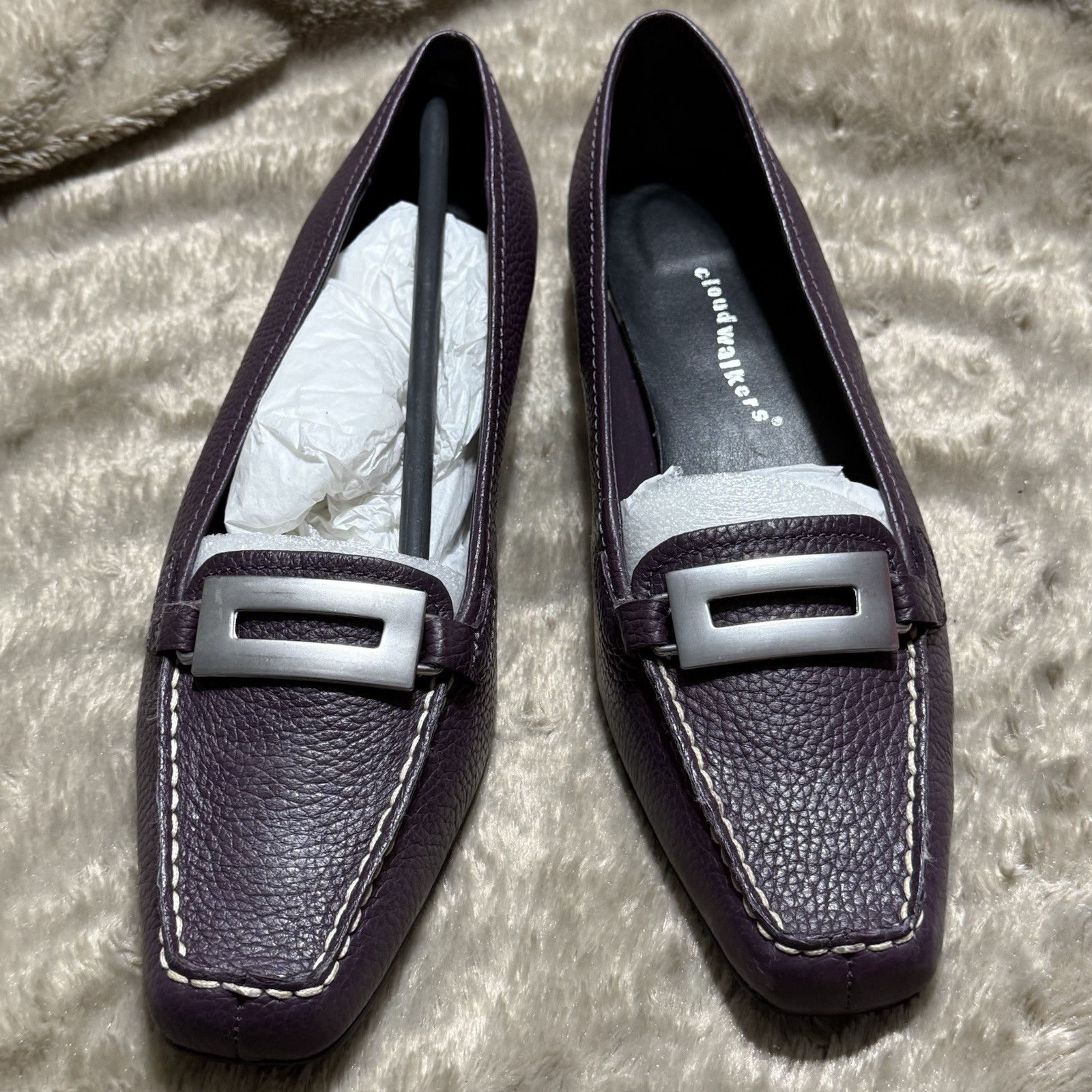 Cloud Walkers Castle Deep Purple Leather Slip On Comfort Shoes Womens 11W,NEW