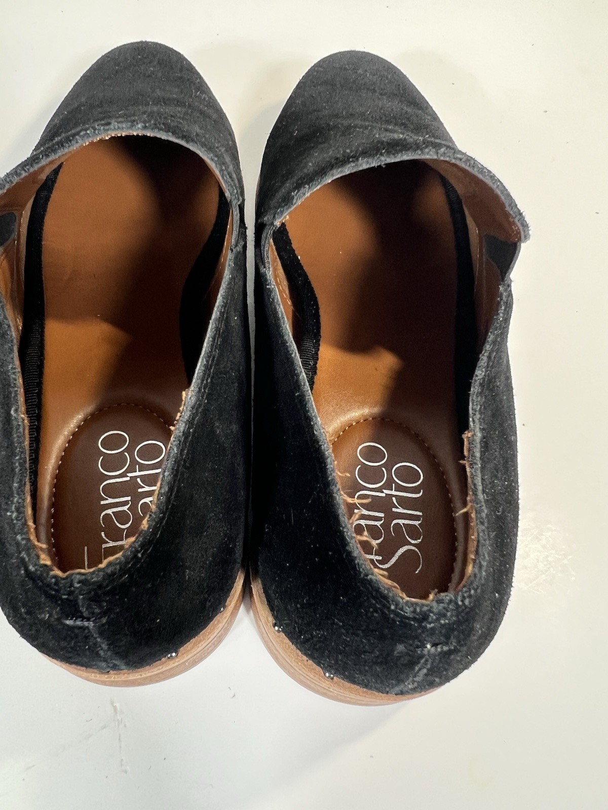 Franco Sarto JED Black Suede Slip On Loafers Almond Toe Women’s Size 7M Comfort