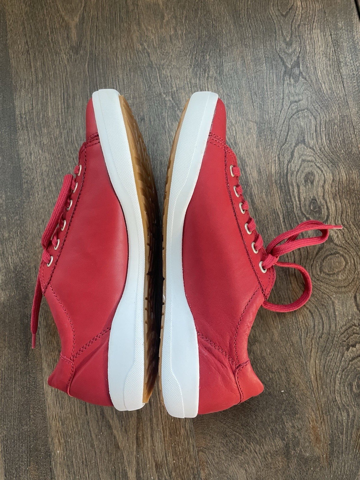 Josef Seibel Sina 11 Red Sleek Leather Sneakers Shoes Lace Up US 6-6.5 EU 37