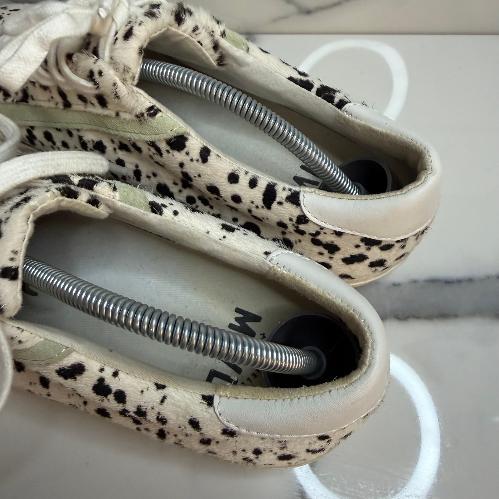Madewell Women’s Calf Hair Green Accent Sidewalk Sneaker Sz 9 Spotted Low Top