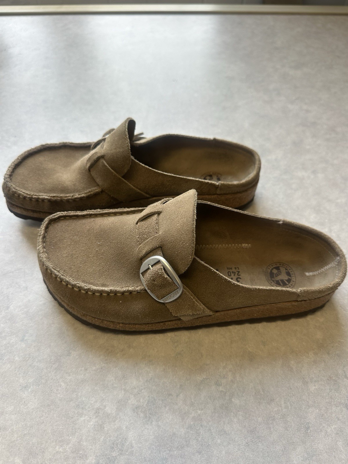 Birkenstock Buckley Clog Gray Taupe Suede Size 37