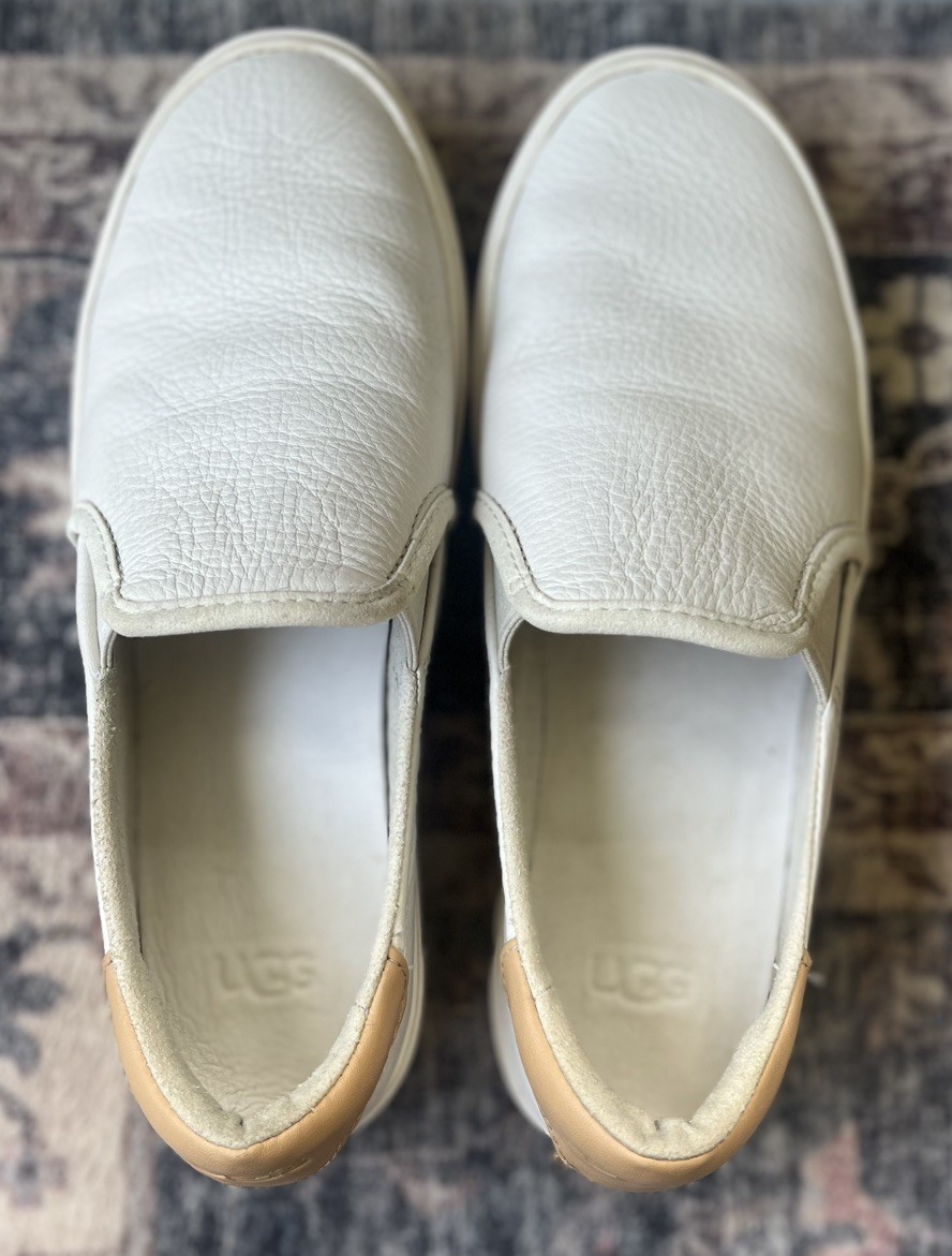 Ugg Sammy Alameda White Leather Slip On Sneakers Women 7.5 Casual