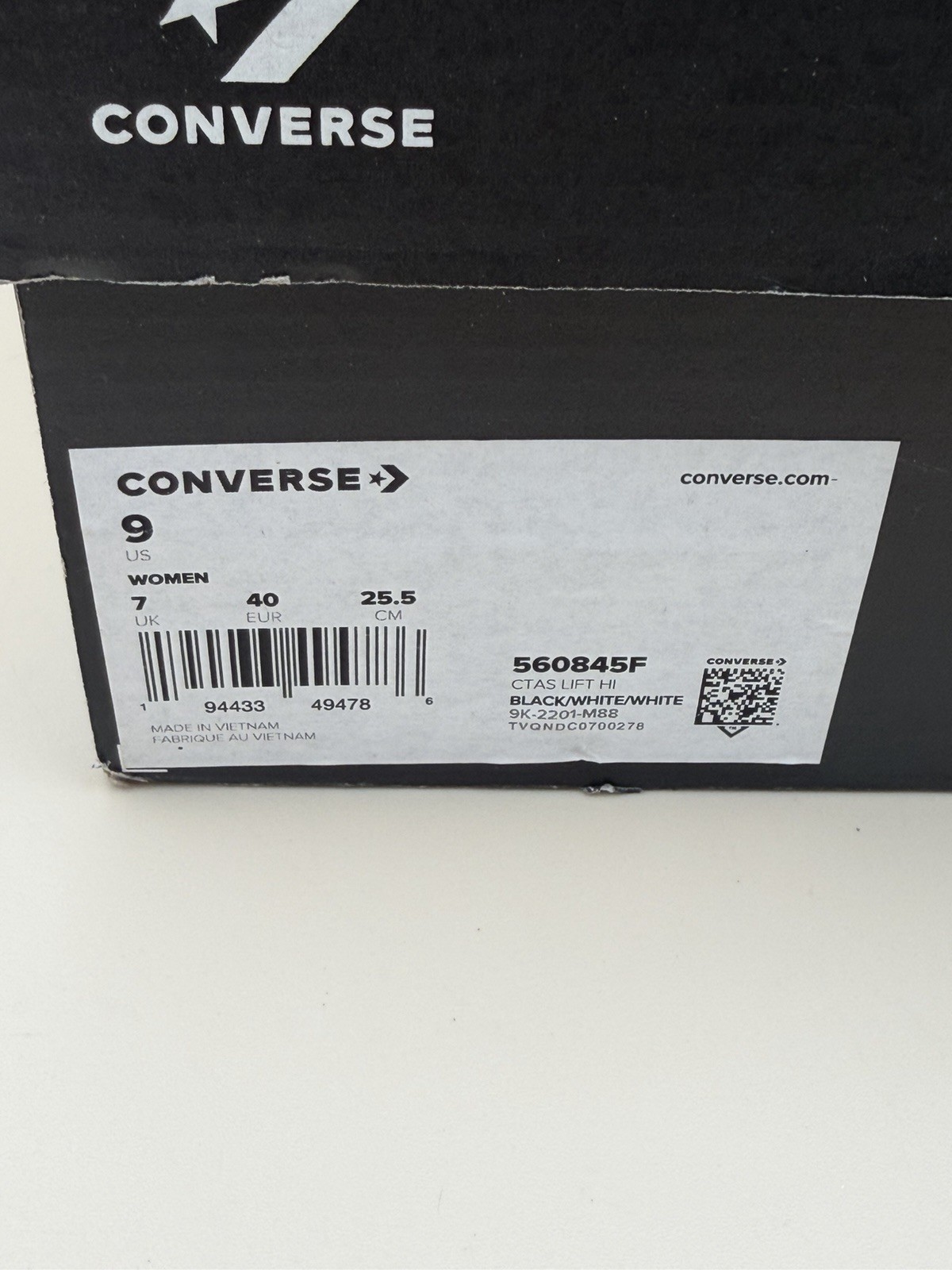 Converse Chuck Taylor All Star Lift Platform High Top Women’s 9 Black 560845F
