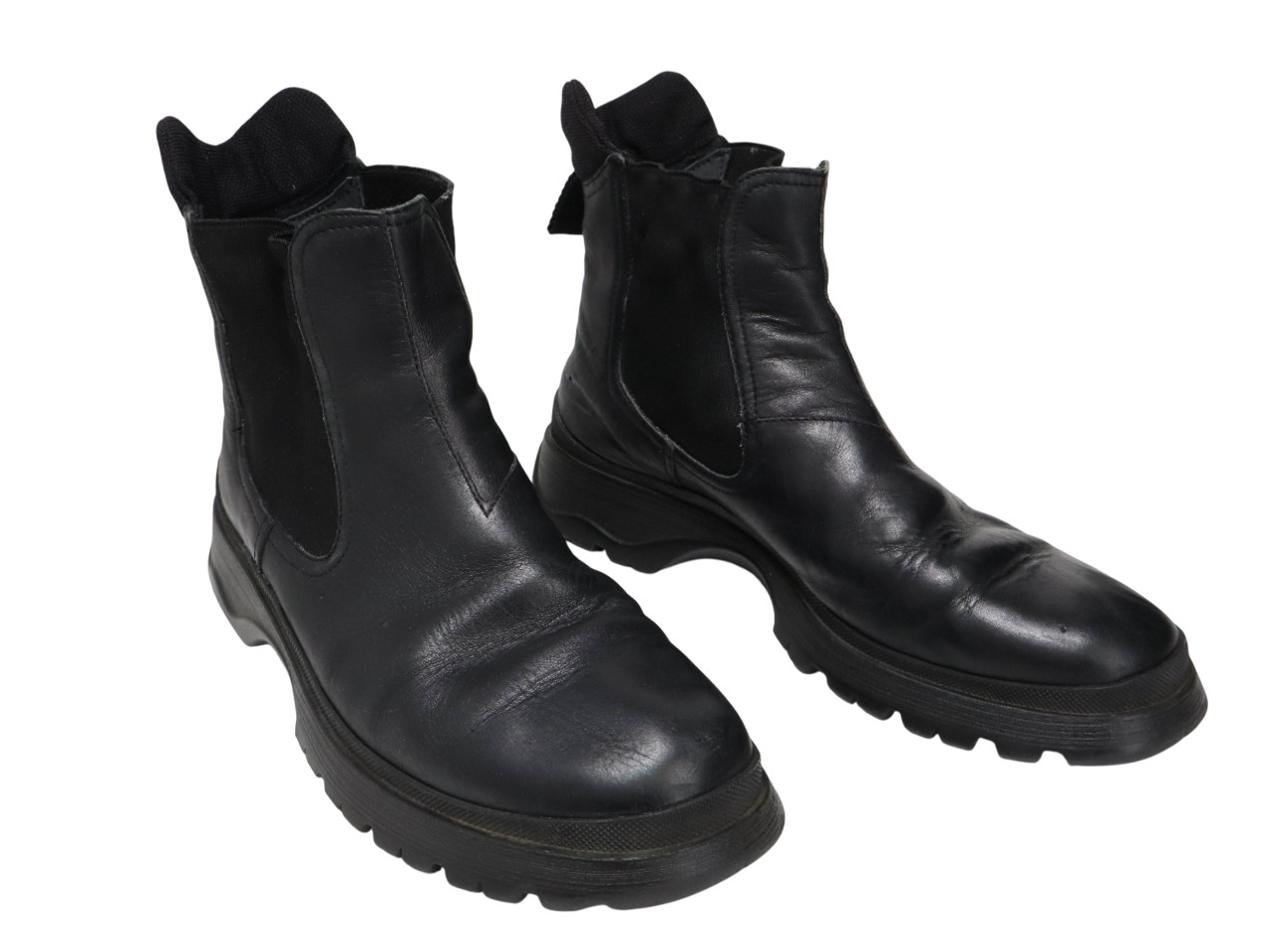 PRADA Shoes Womens (EU) 40 Leather Black High Top Round Slip On Boots