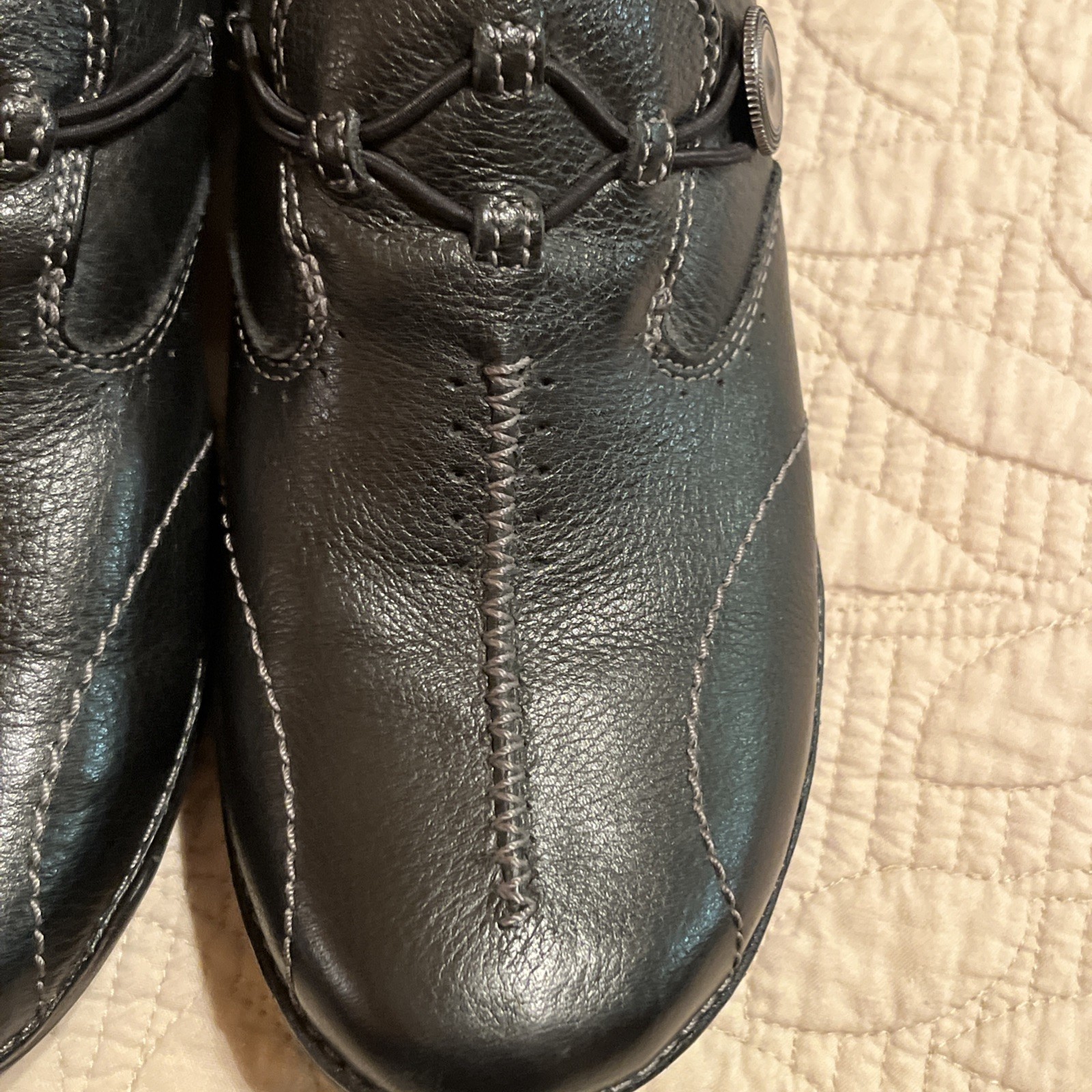 Clarks Unstructured Artisan Un.Loop Black Leather Slip-on Shoes US Size 9N