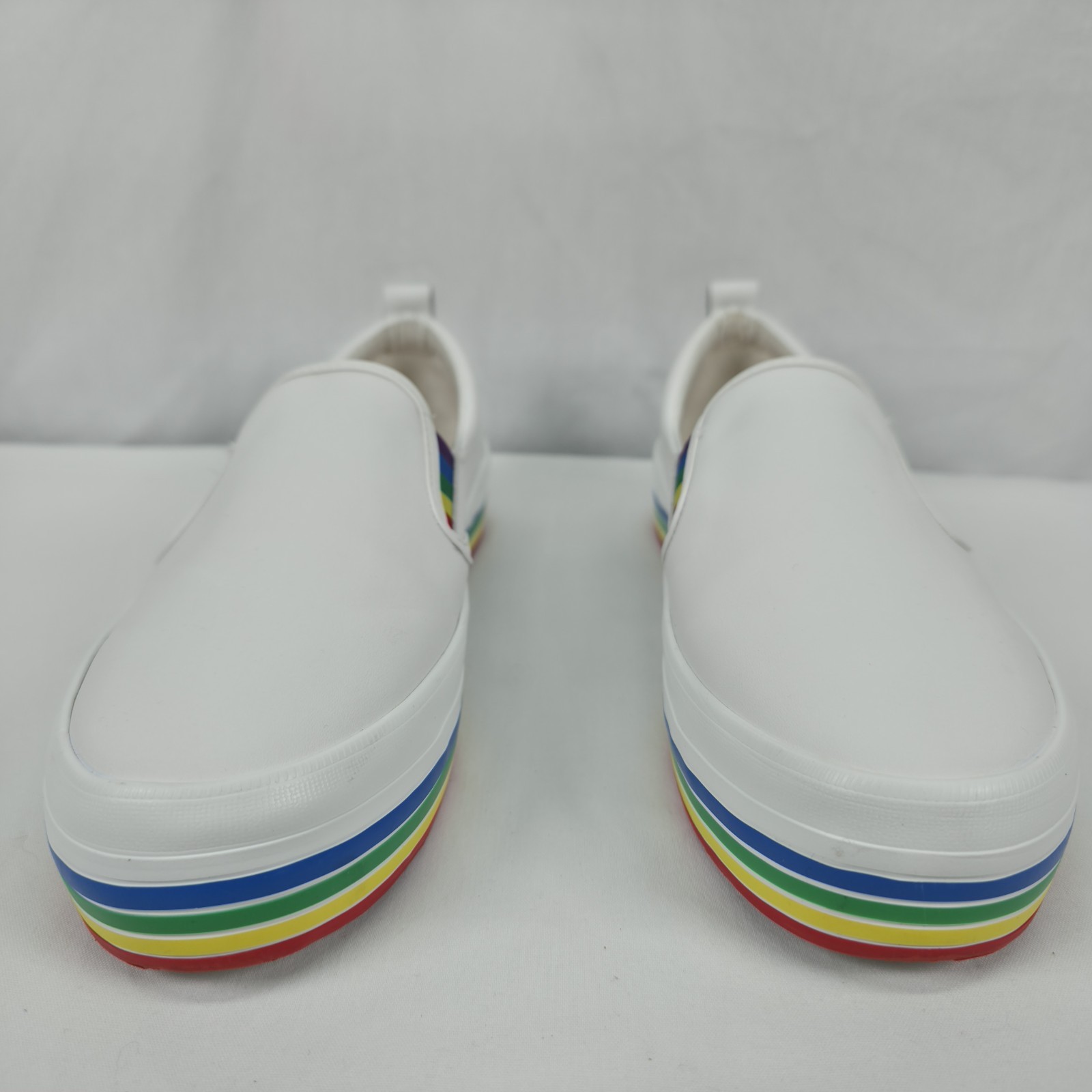 Sperry Womens 8 Rainbow Platform Slip On Pride Casual Sneakers White Shoes