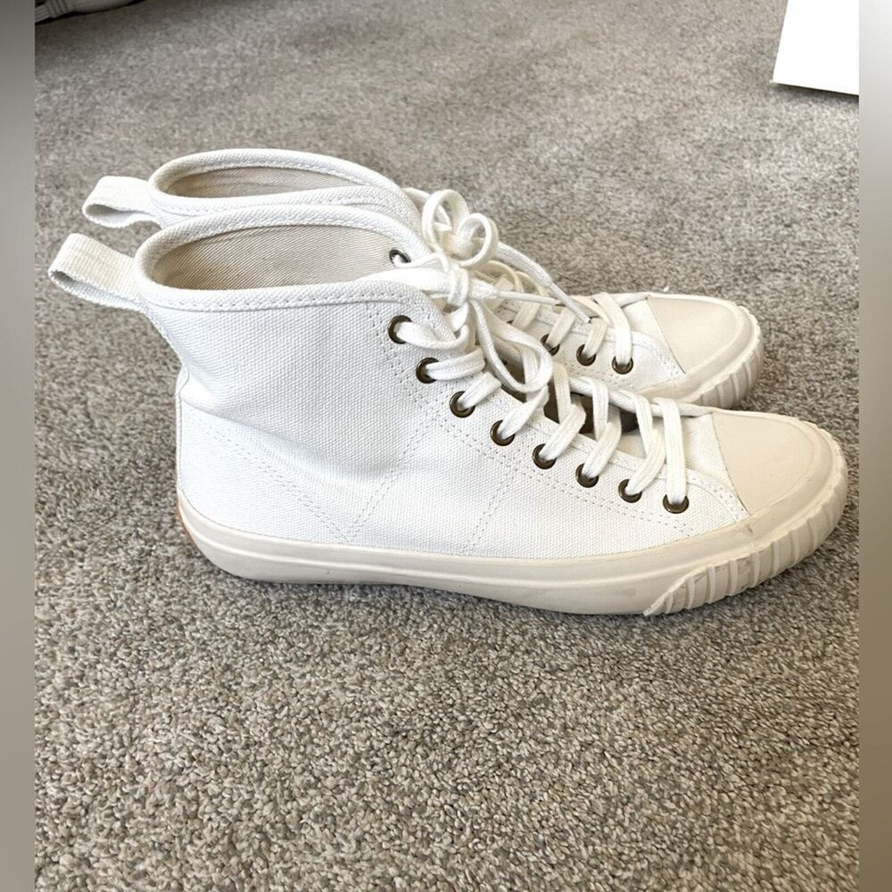 J.Crew – Classic High-Top Sneakers Upper Cloth & Rubber Sole – Cream – Size 6.5