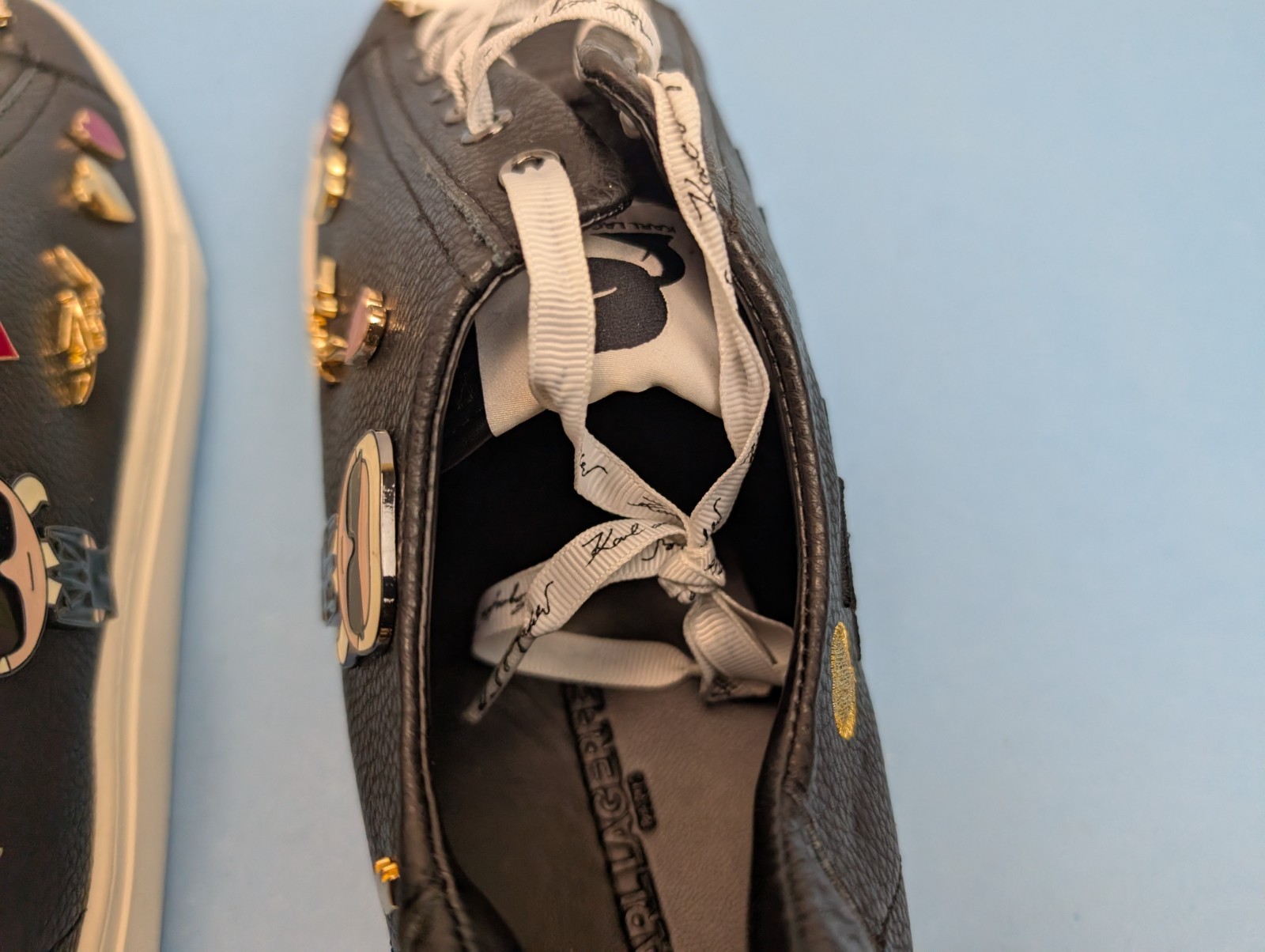 Karl Lagerfeld Paris Black Cate Pins Sneakers Shoes Women’s Size 11