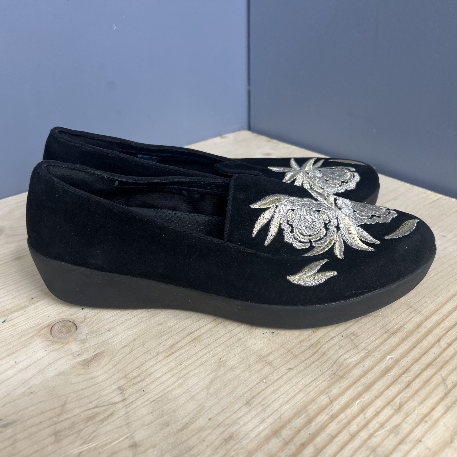 FitFlop Audrey Baroque Velvet Smoking Slippers Loafer Comfort Shoes WM Sz 8.5