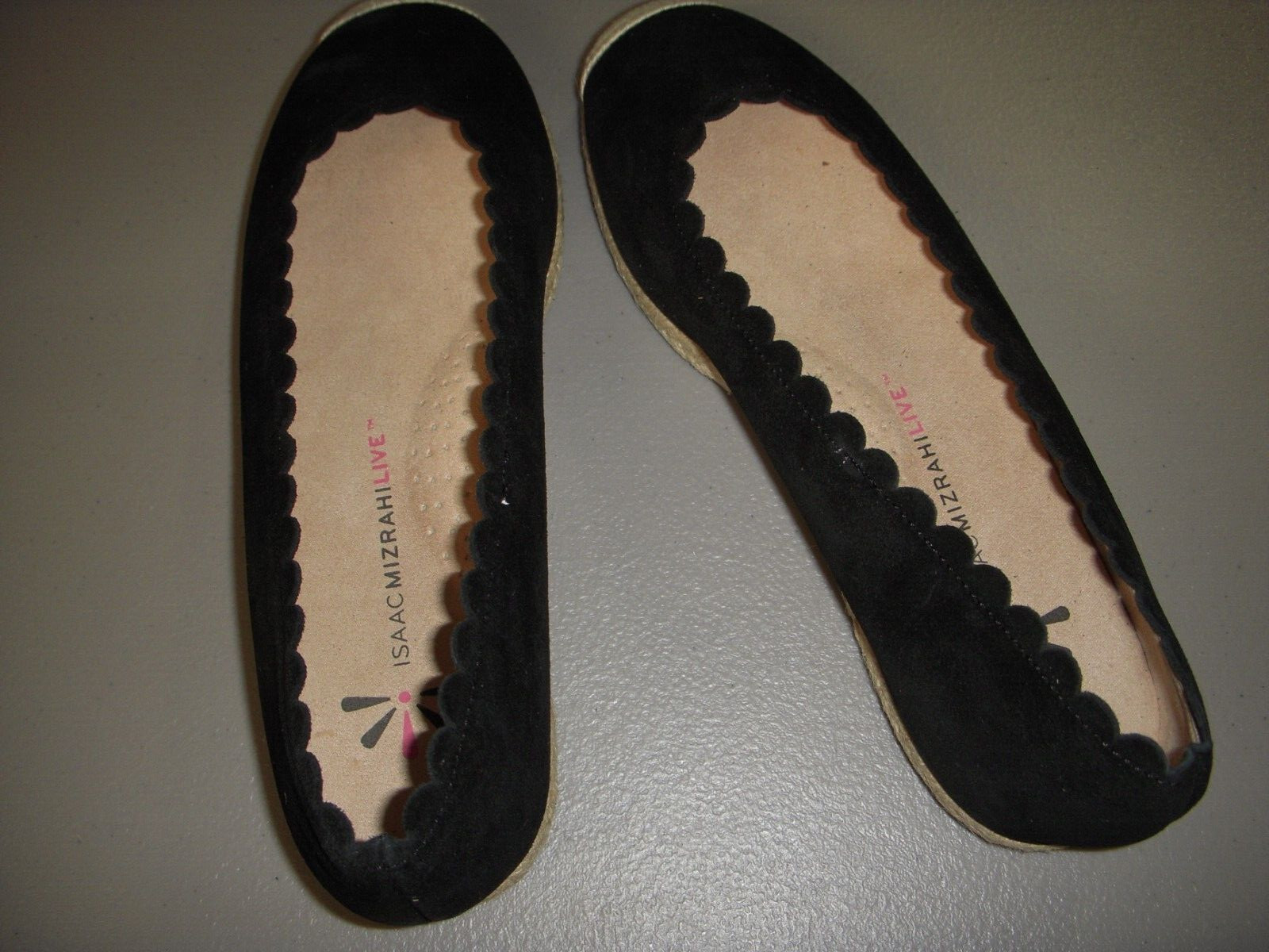 Isaac Mizrahi Live! Suede Leather Espadrille Flats Women’s US 5 M Pitch Black