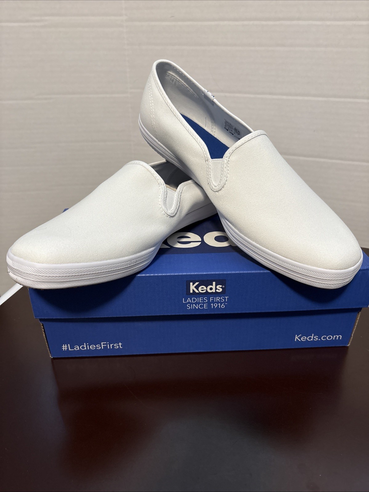 Keds Women’s Champion Canvas Slip-on Sneakers White (WF23240), size 12 W